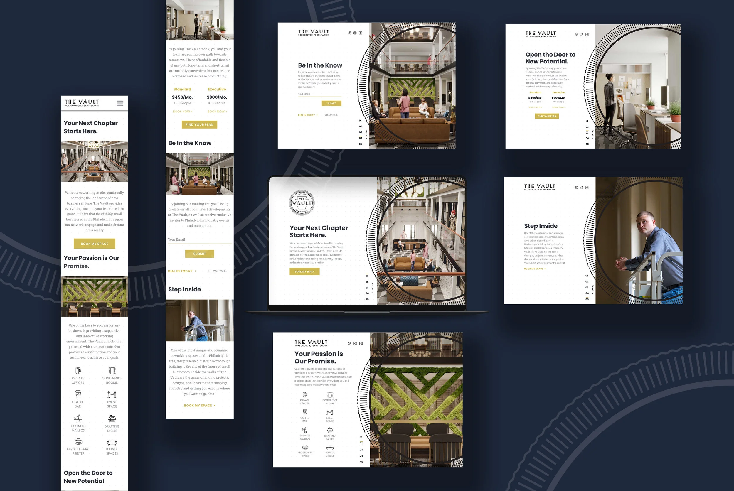 The web design was a stationery screen that with every scroll, the wheel would turn and the content would cycle through similar to that of a lock.