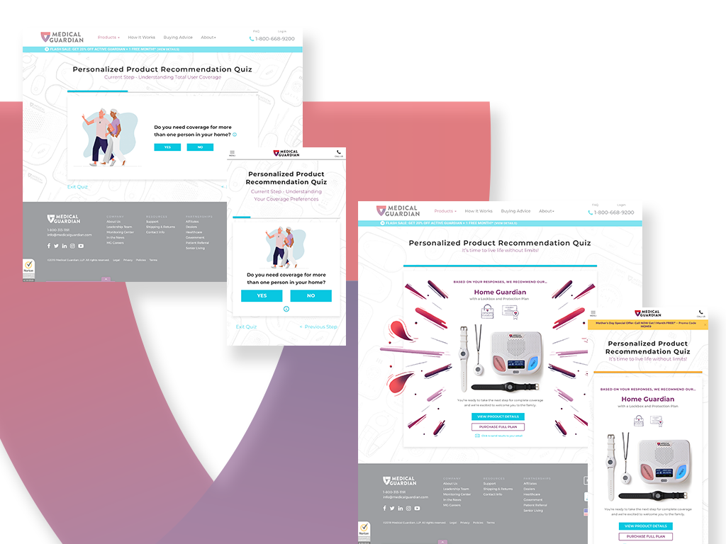 The illustrations were paired with questions and laid out in an interactive module on their site to help guide users to find the product that is the best fit for their needs.
