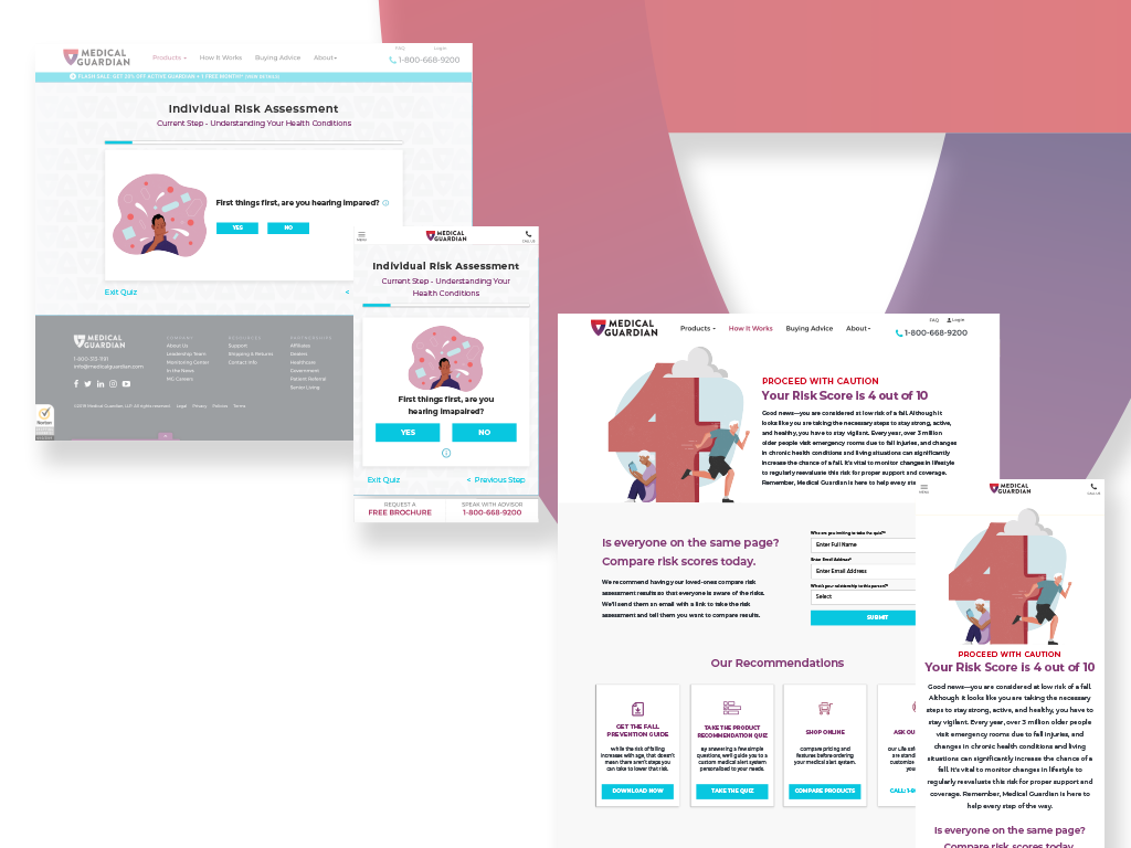 The numbers were used on a landing page to give user’s their score upon completion of the Risk Assessment.