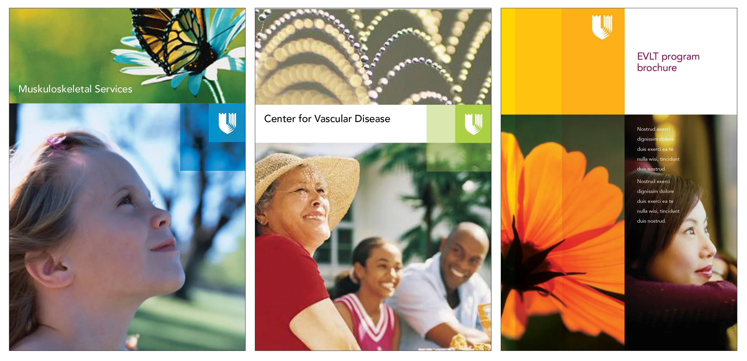  Transformation was the key message for the new Duke Medicine look and feel. Bud Northern, Senior designer of The Duke Creative Services team, created the above sample brochure covers to illustrate that theme. 