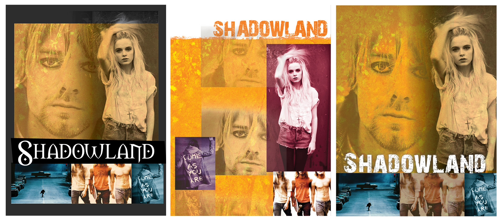 Pitch comps for a supernatural detective series of movies currently in development. The far right version was chosen.