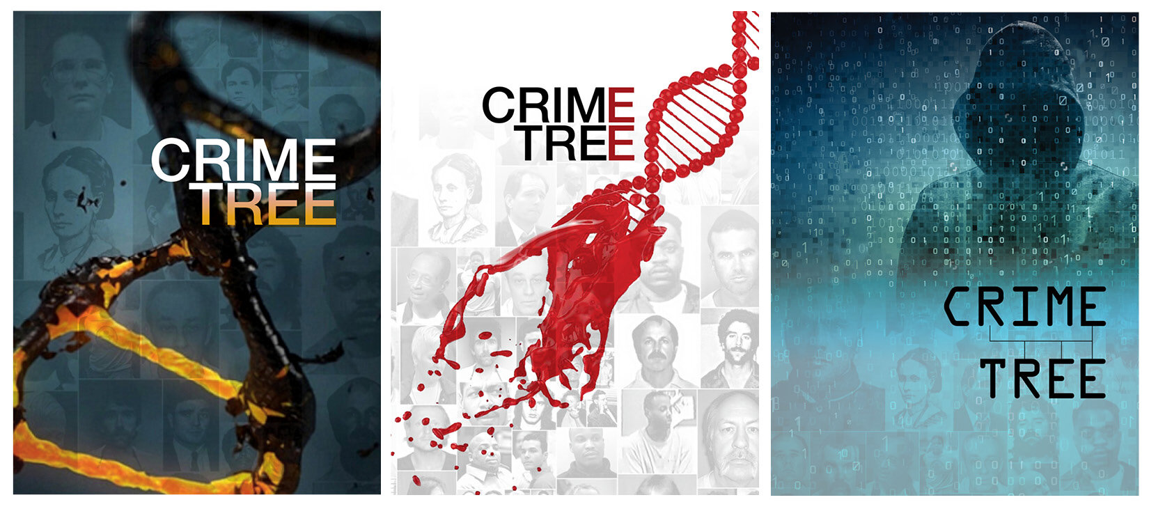 Pitch comps done for a crime thriller series based on familial DNA clues found in law enforcement. The comp on the far right was chosen.