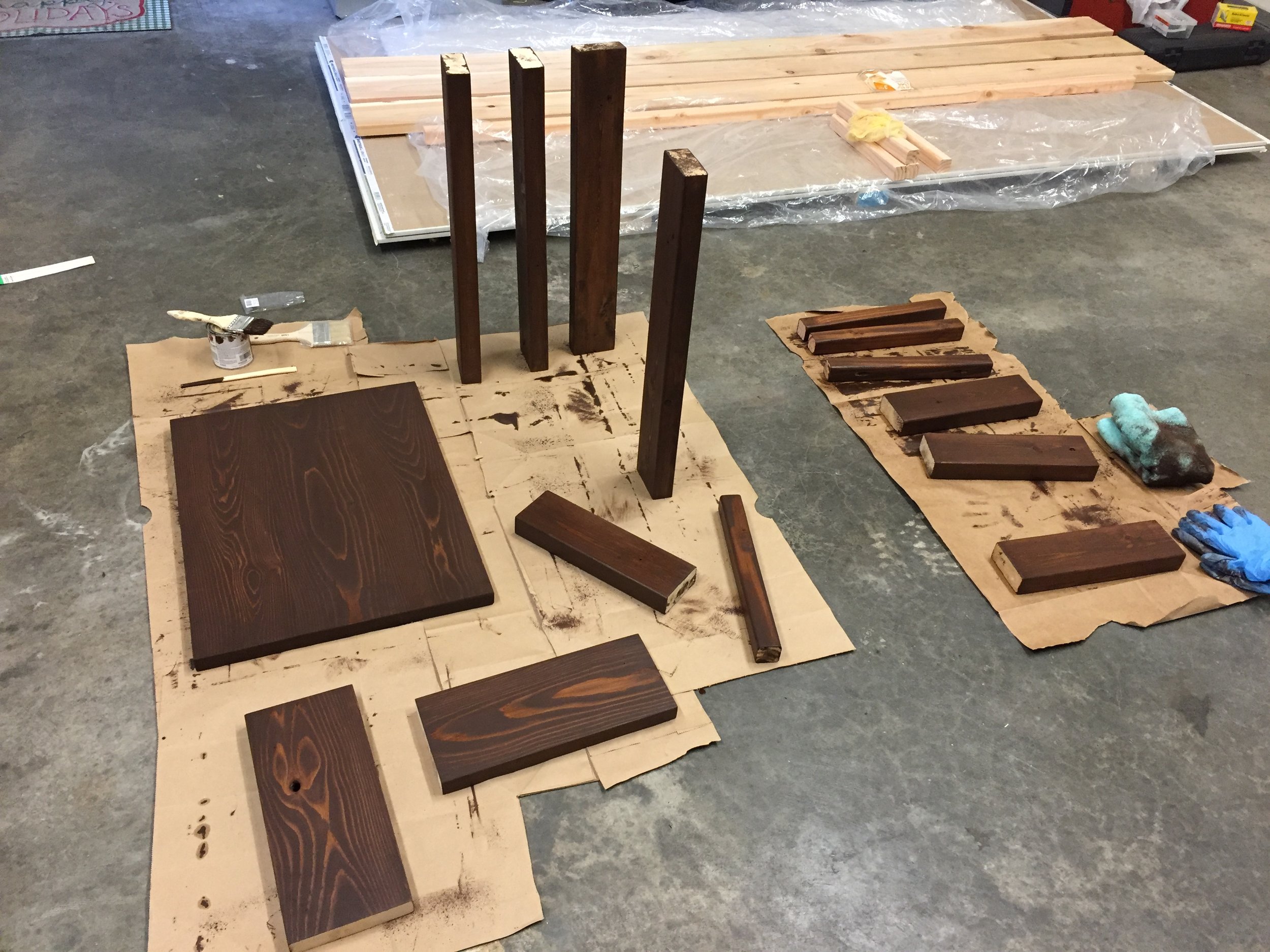 We decided to stain before assembly