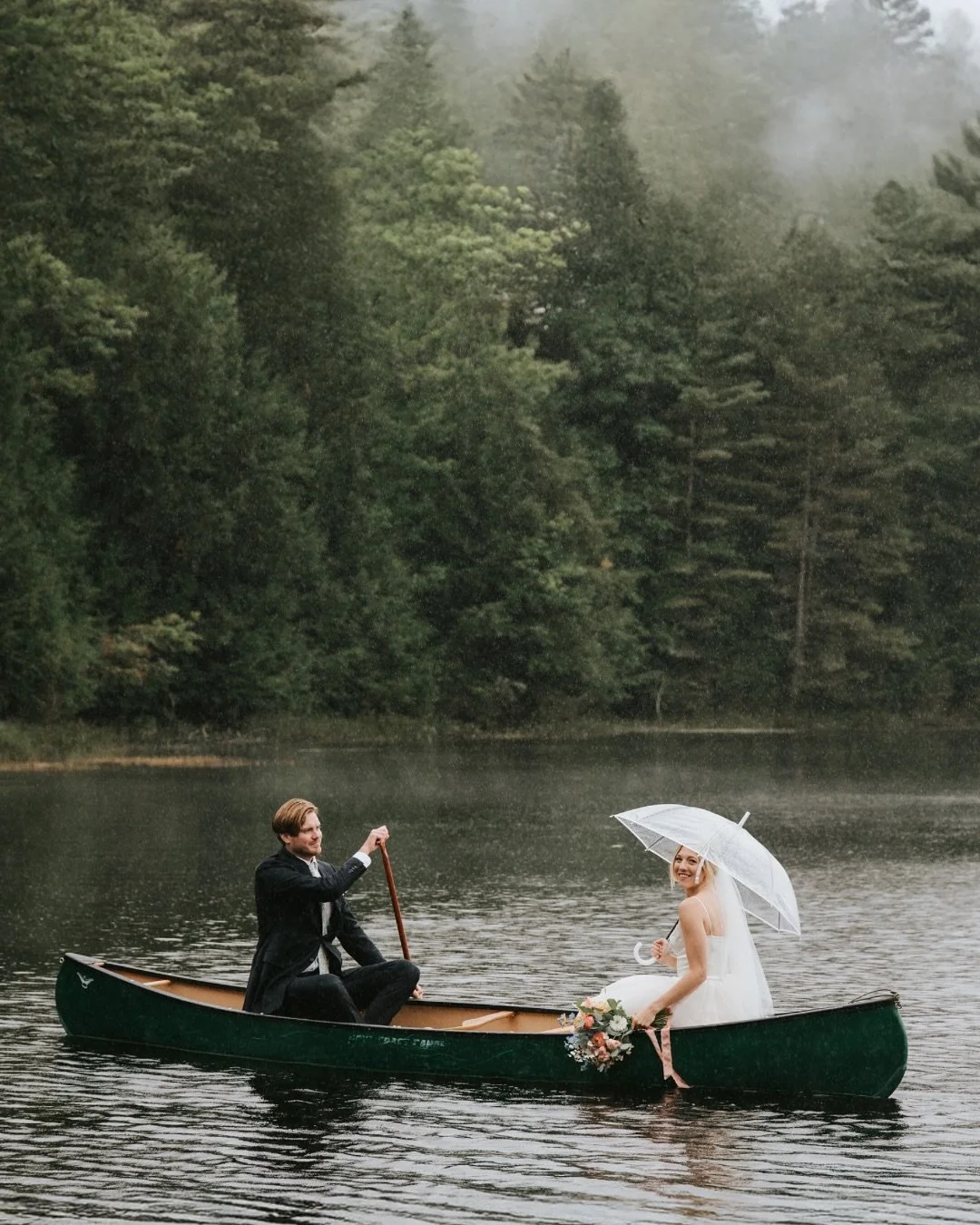 You know what they say: &ldquo;when it rains on your wedding day, get into a canoe and paddle around the lake&rdquo;.

This day is a good reminder to just embrace the day no matter the weather. Christine and Michael do a lot of adventuring and canoei