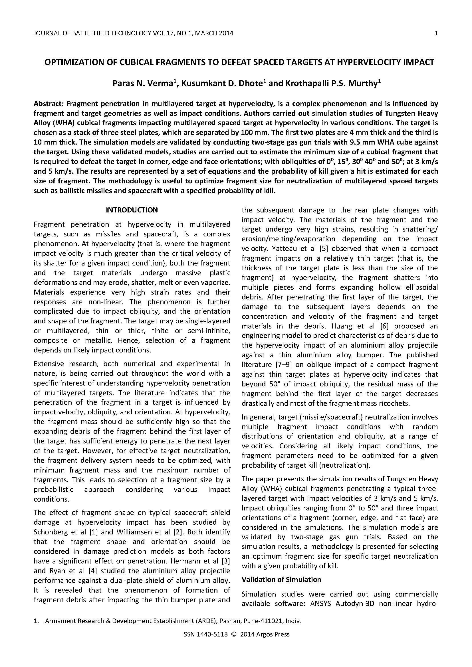 Optimization of Cubical Fragments to Defeat Spaced Targets at Hypervelocity Impact