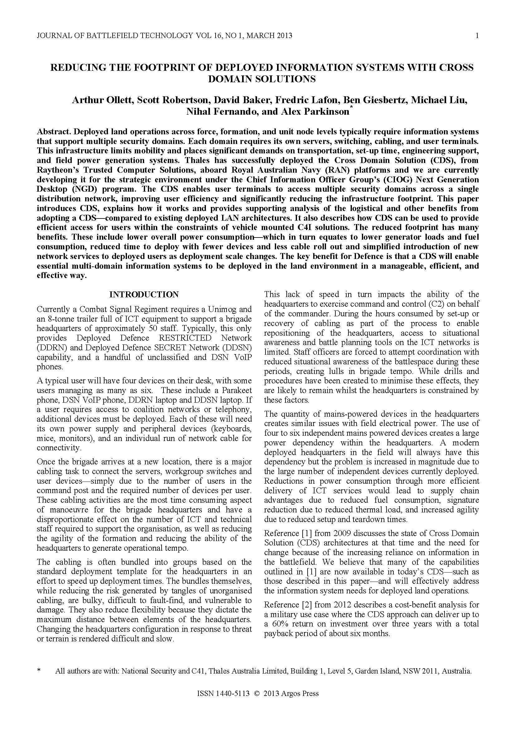 Reducing The Footprint of Deployed Information Systems With Cross Domain Solutions