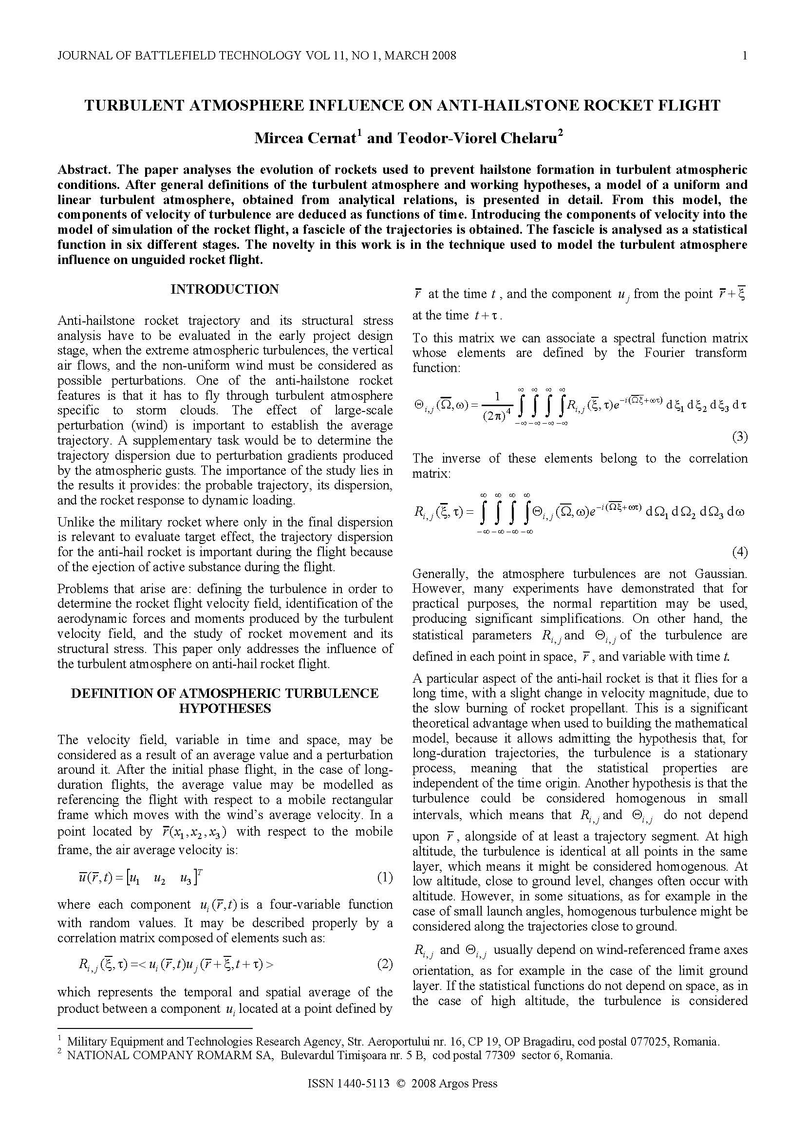 Turbulent Atmosphere Influence on Anti-Hailstone Rocket Flight