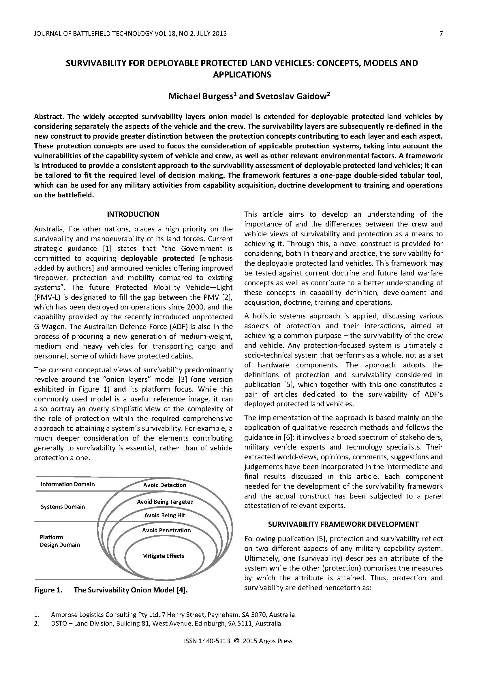 Survivability for Deployable Protected Land Vehicles