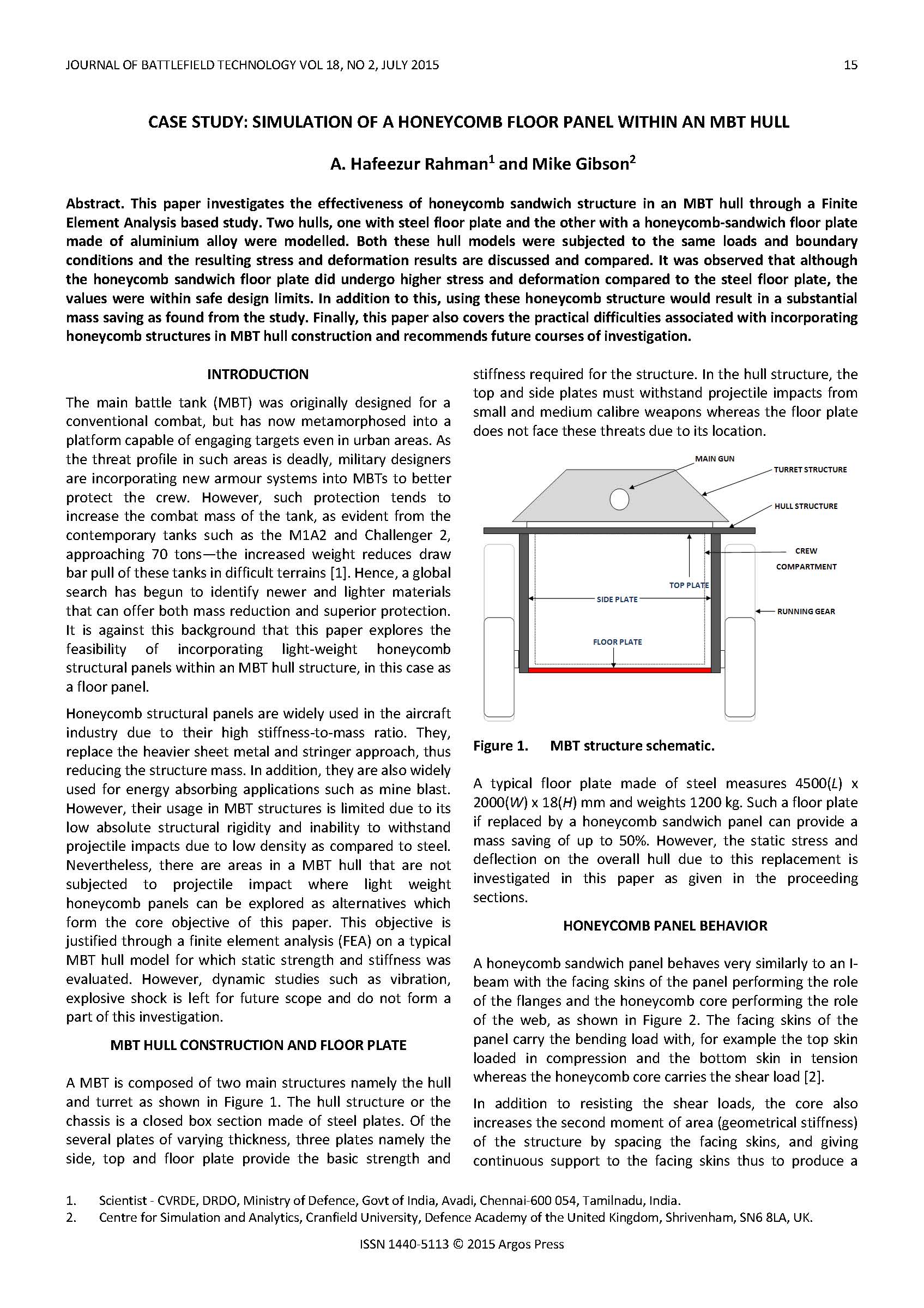 Case Study: Simulation of a Honeycomb Floor Panel within an MBT Hull