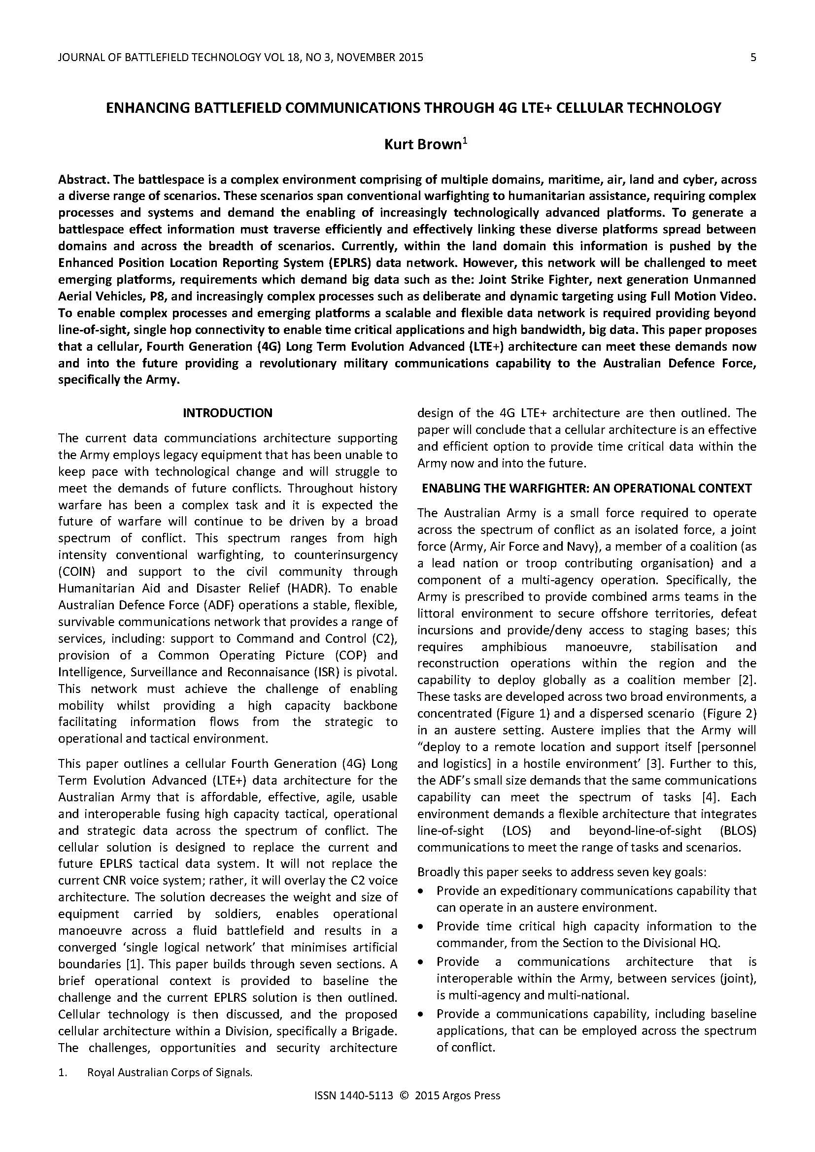 Enhancing Battlefield Communications Through 4G LTE+ Cellular Technology