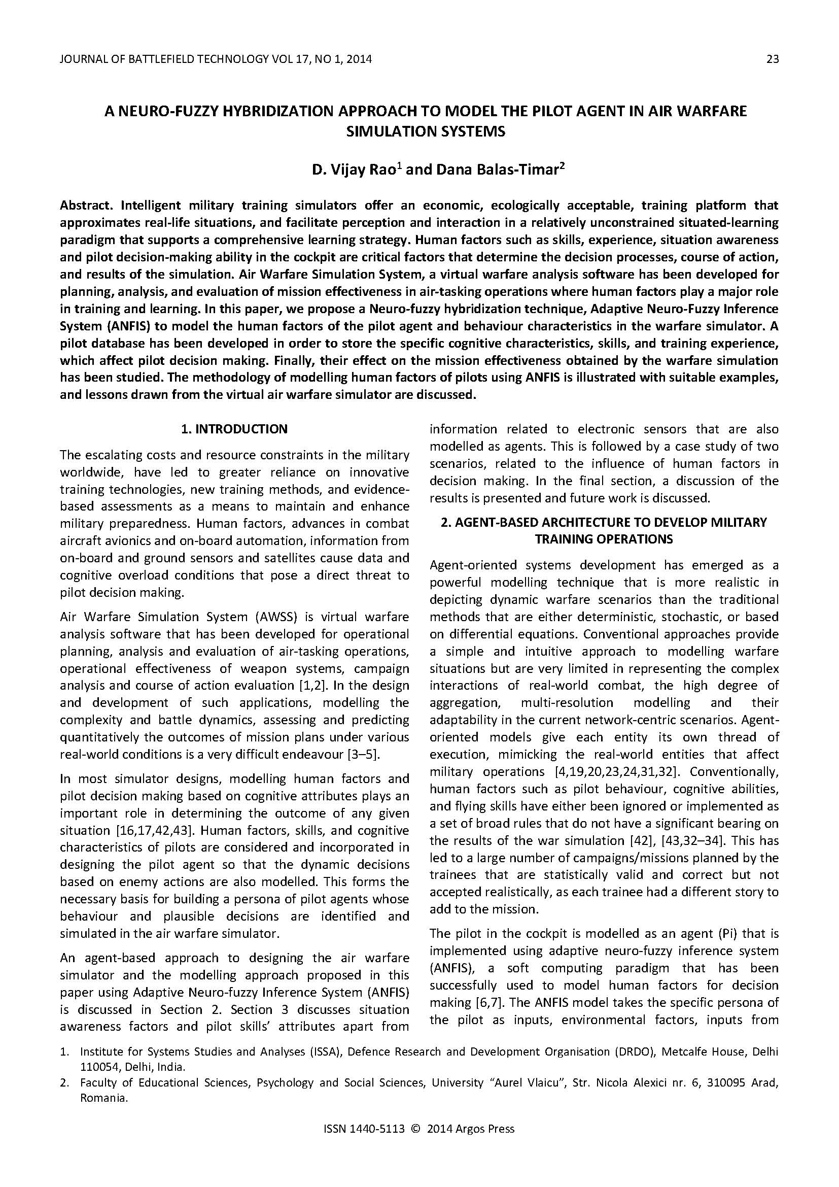 A Neuro-Fuzzy Hybridization Approach to Model the Pilot Agent in Air Warfare Simulation Systems