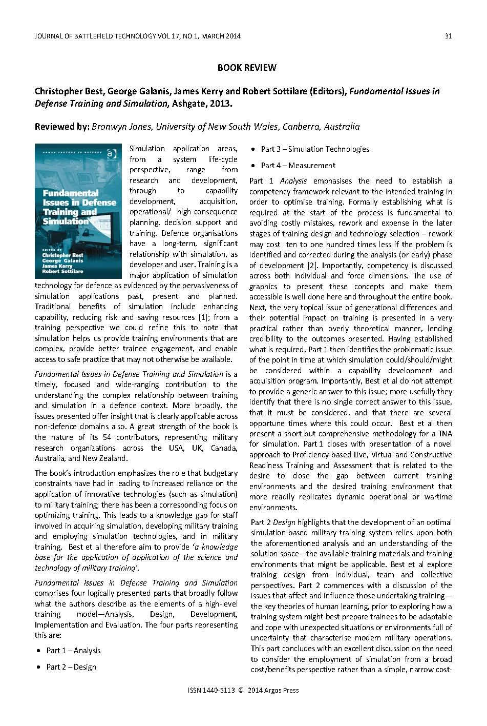 A Review of Fundamental Issues in Defense Training and Simulation