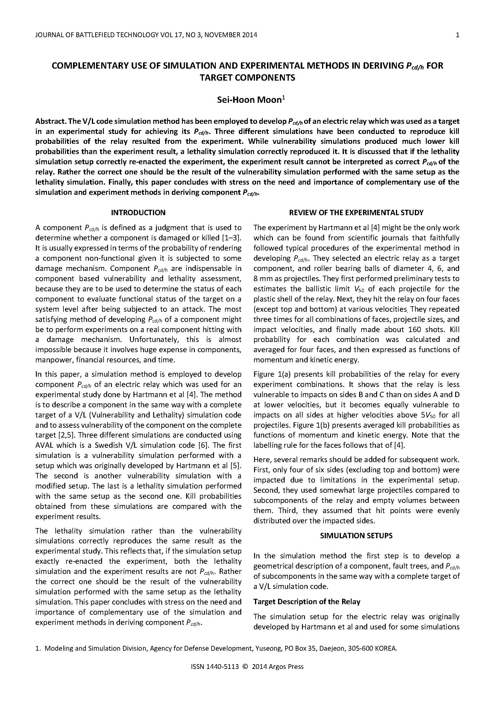 Complementary Use of Simulation and Experimental Methods in Deriving Pcd/h for Target Components