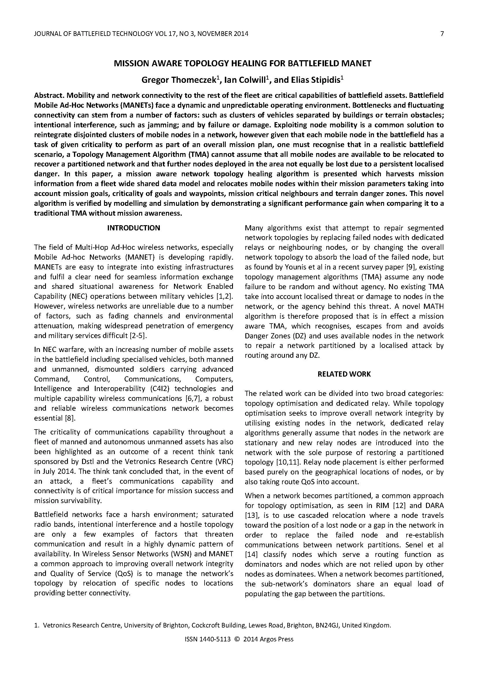 Mission Aware Topology Healing for Battlefield MANET