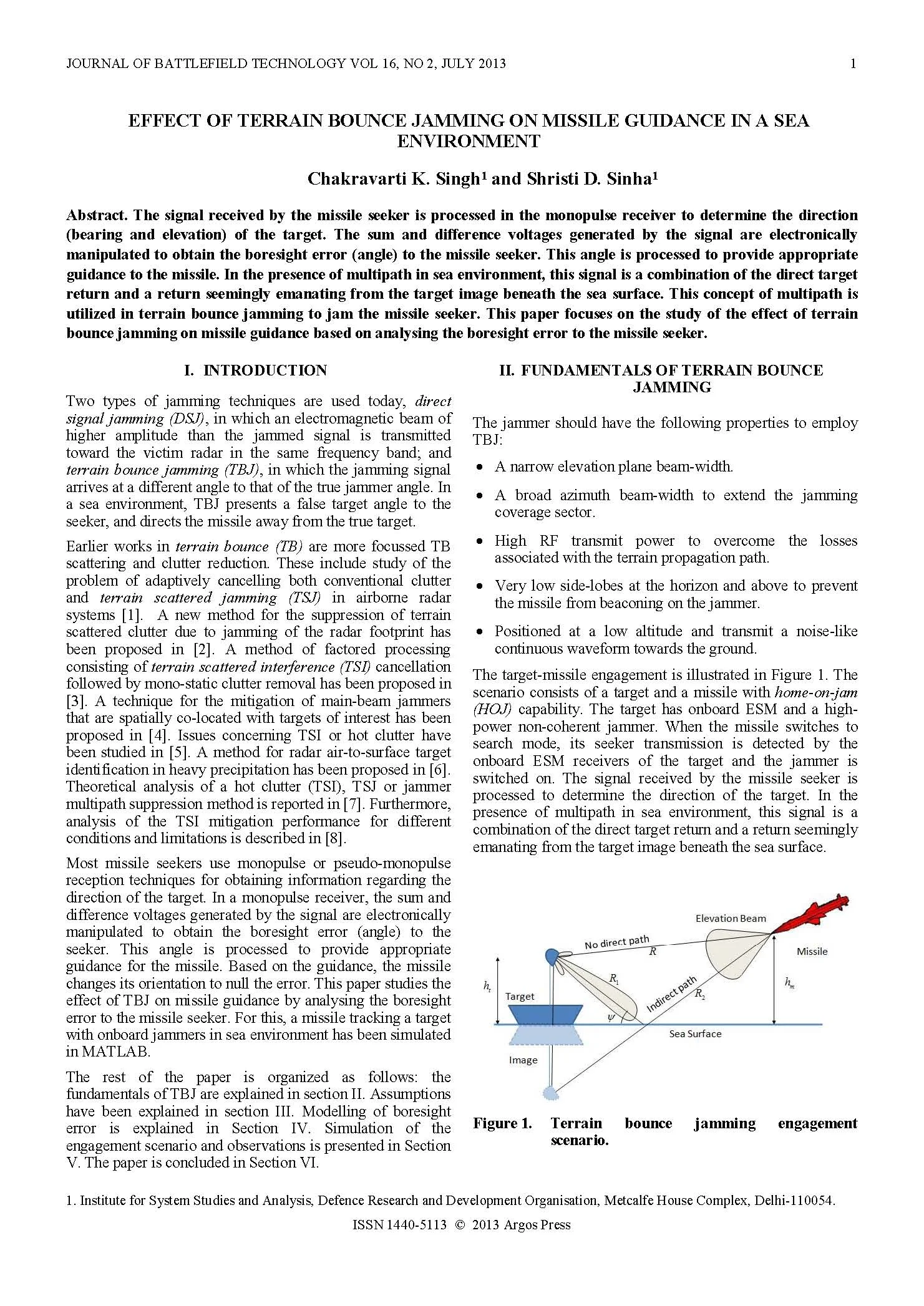 Effect of Terrain Bounce Jamming on Missile Guidance in Sea Environment