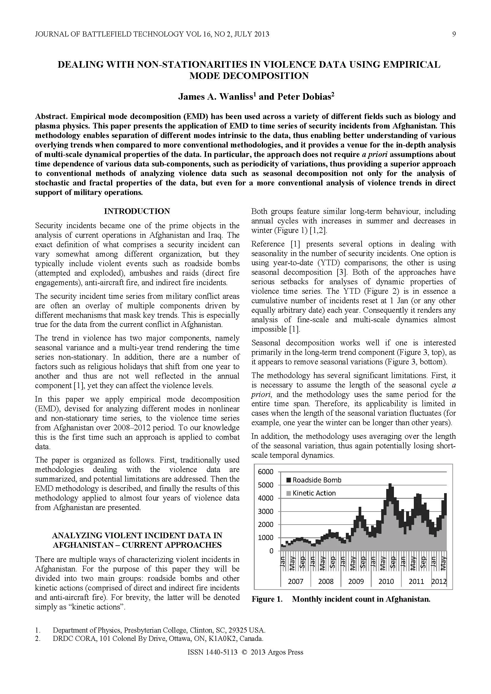 Dealing With Non-Stationarities in Violence Data Using Empirical Mode Decomposition