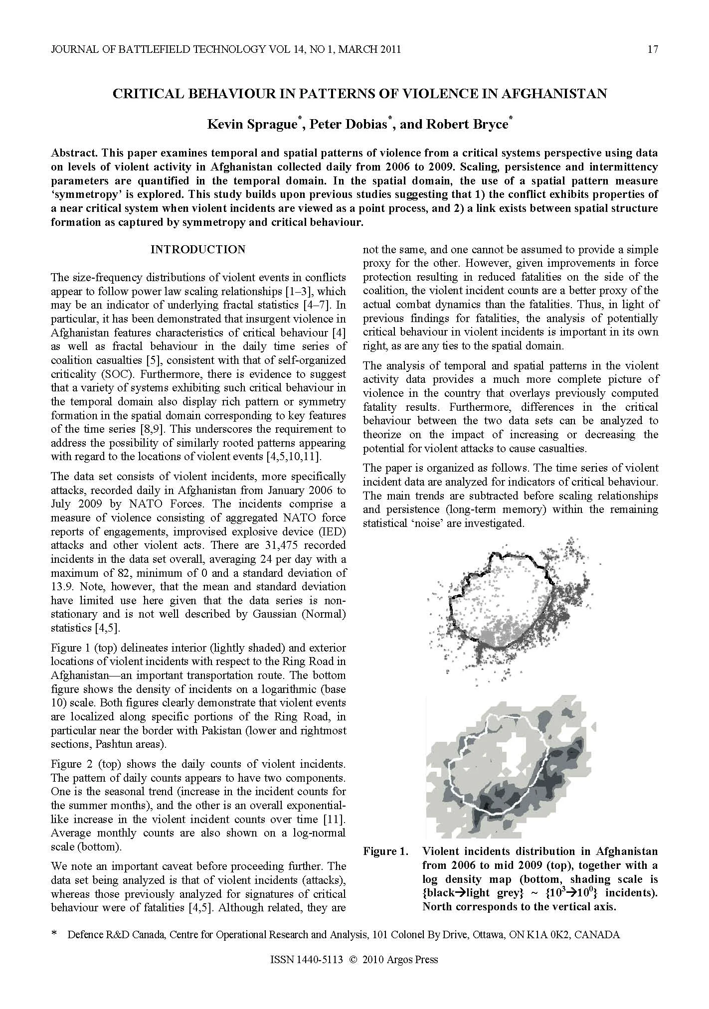 Critical Behaviour in Patterns of Violence in Afghanistan