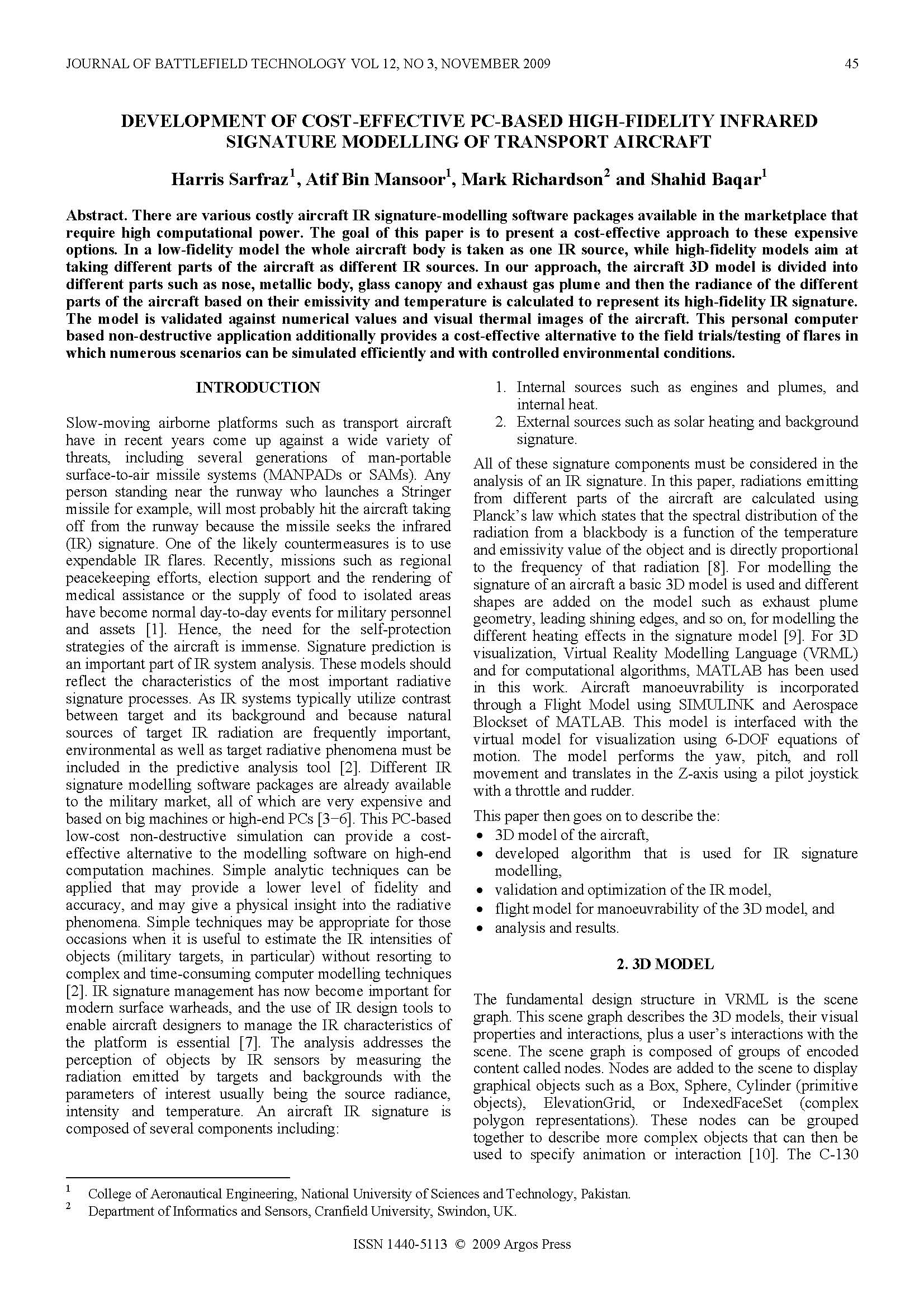 Development of Cost-Effective PC-Based High-Fidelity Infrared Signature Modelling of Transport Aircraft