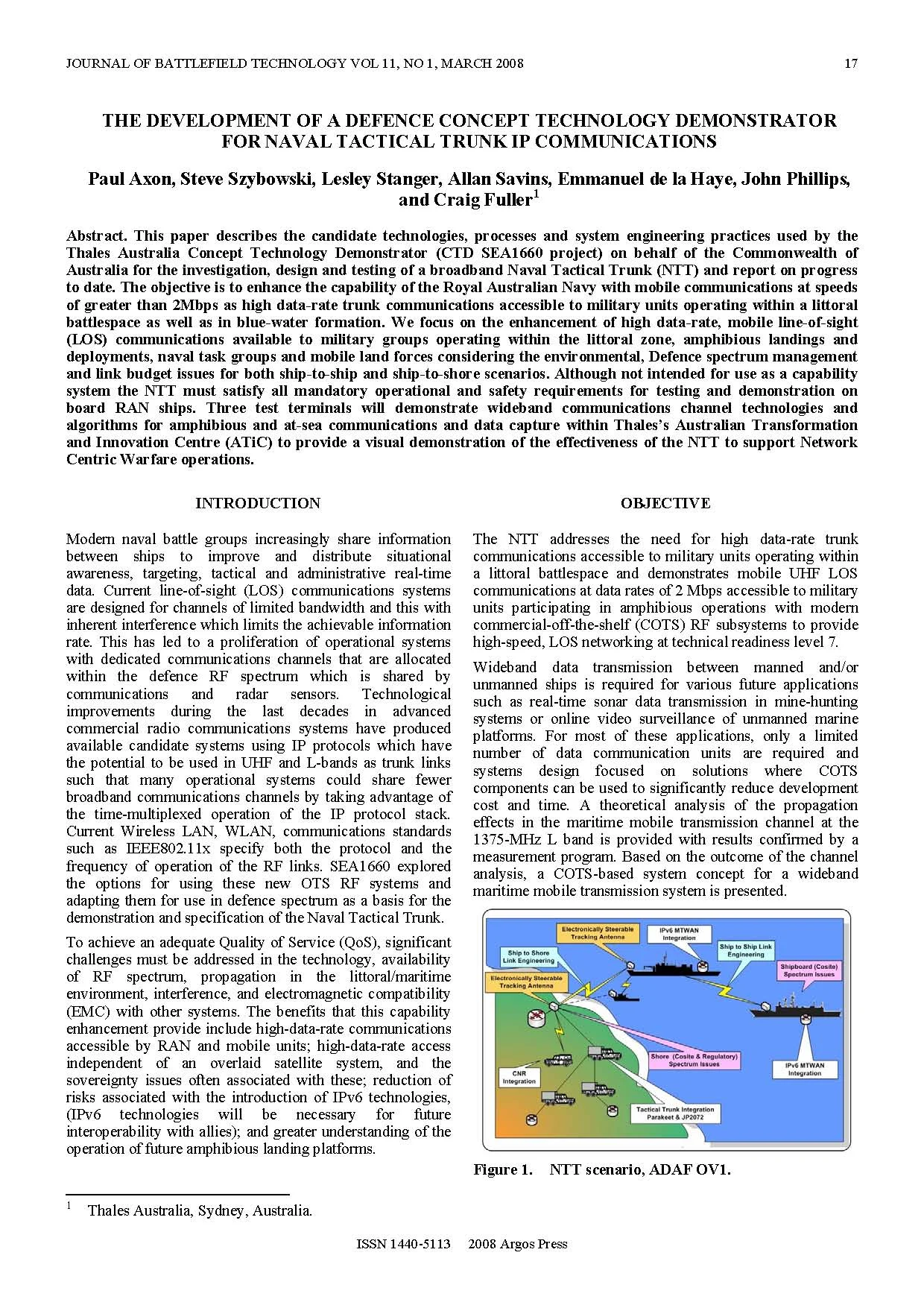 The Development of a Defence Concept Technology Demonstrator for Naval Tactical Trunk IP Communications