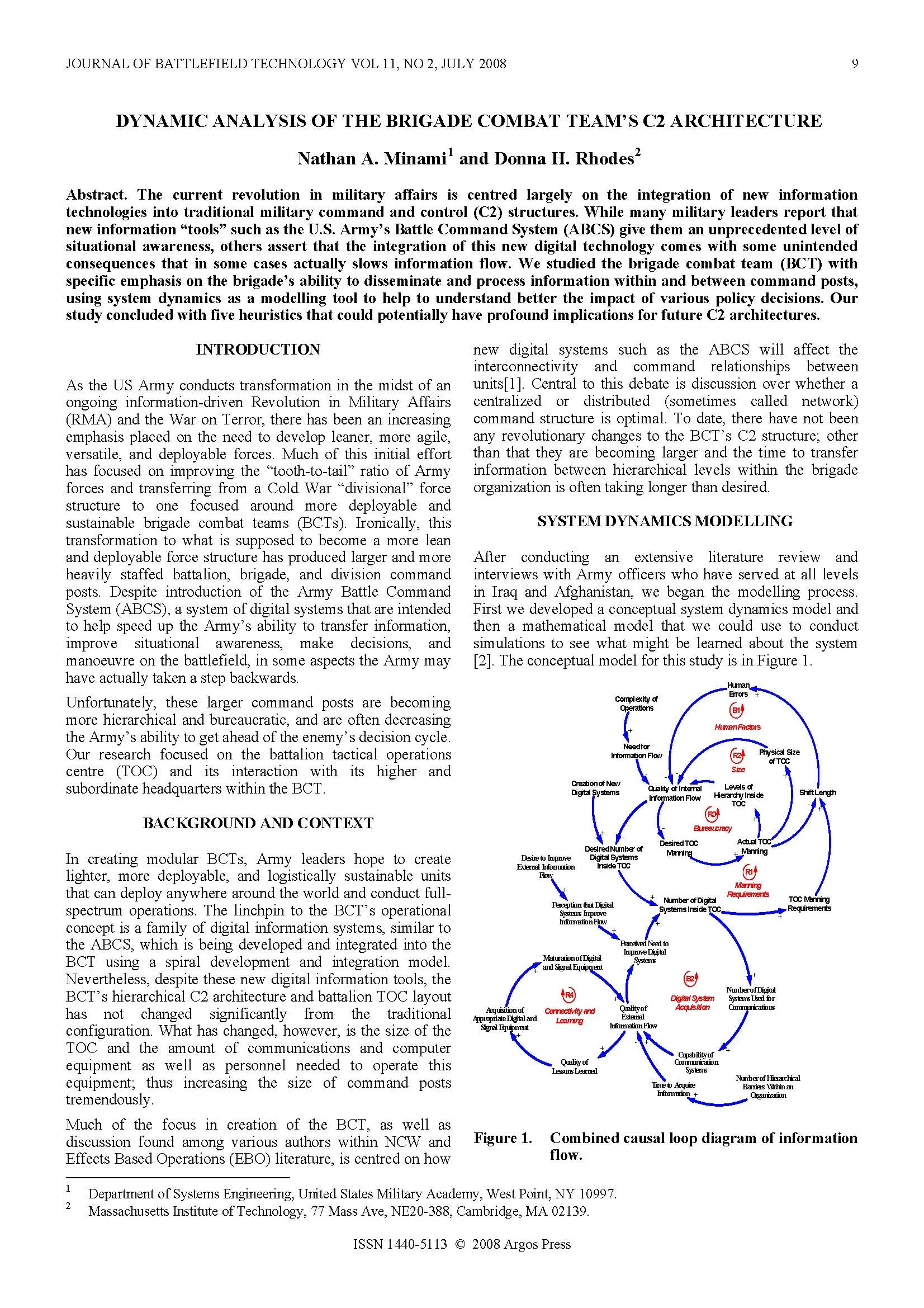 Dynamic Analysis of the Brigade Combat Team's C2 Architecture