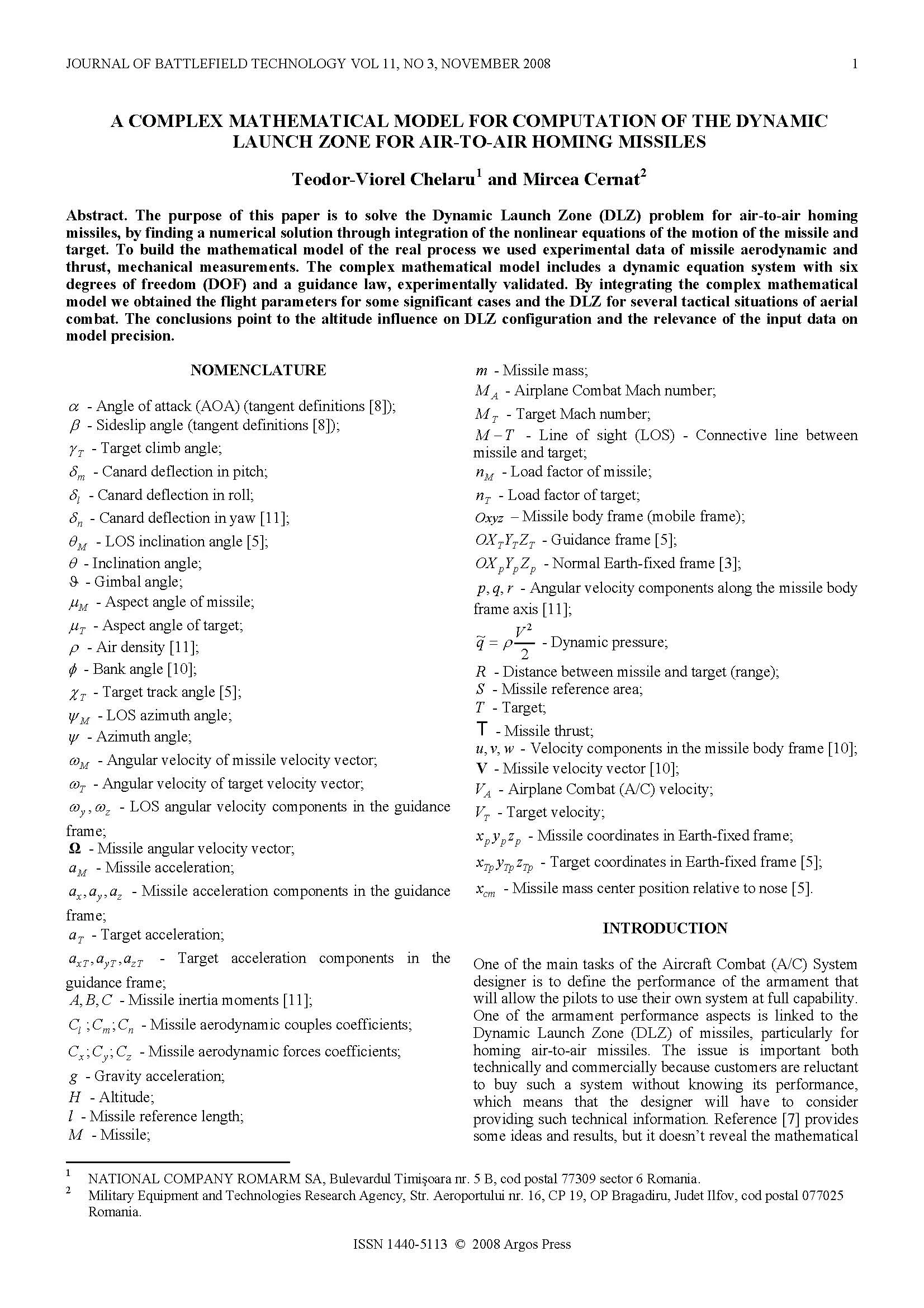 A Complex Mathematical Model for Computation of the Dynamic Launch Zone for Air-To-Air Homing Missiles