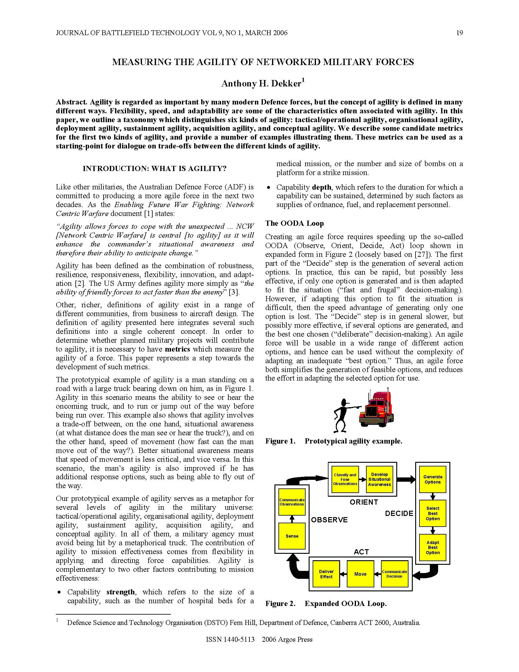 Measuring the Agility of Networked Military Forces