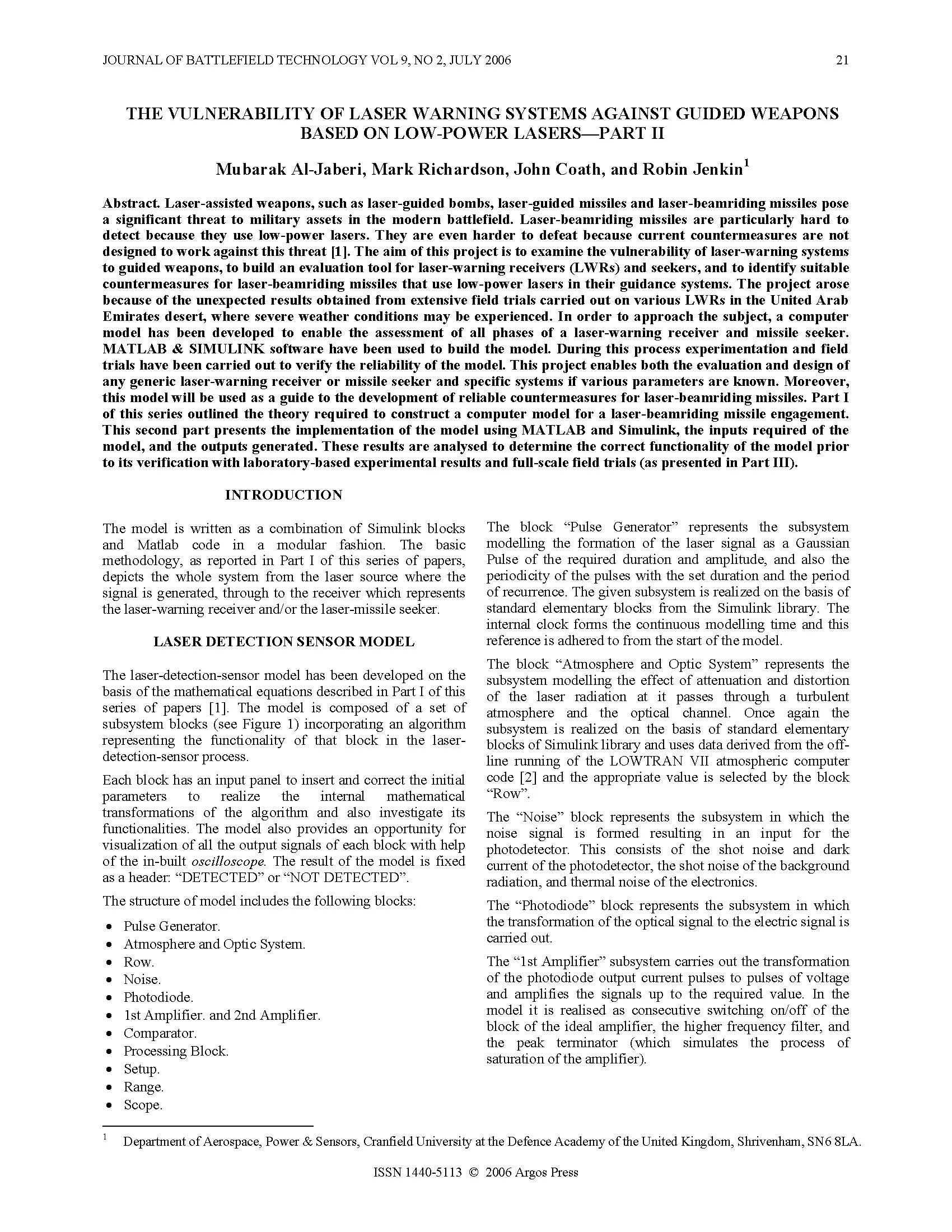 The Vulnerability of Laser Warning Systems Against Guided Weapons Based on Low-Power Lasers—Part II