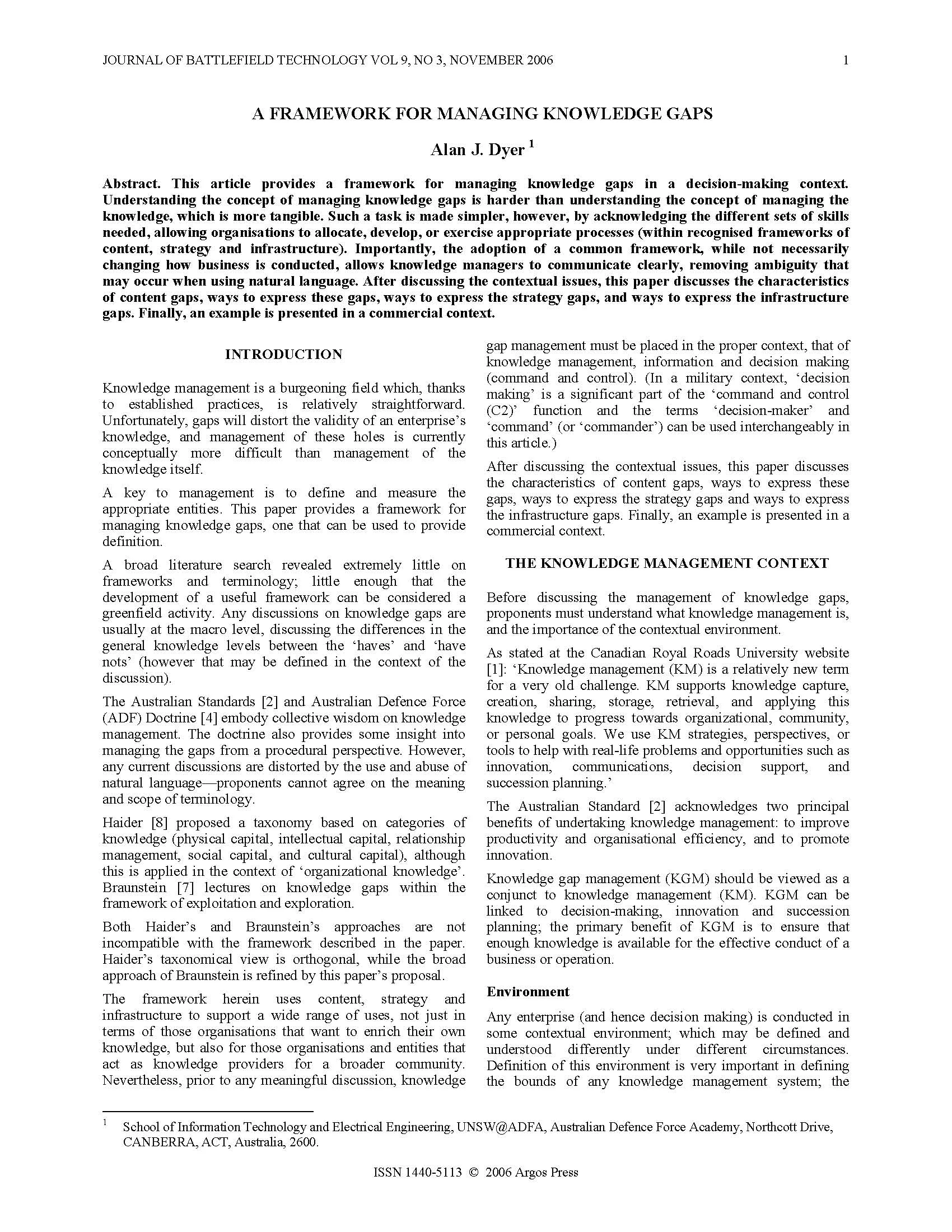 A Framework for Managing Knowledge Gaps