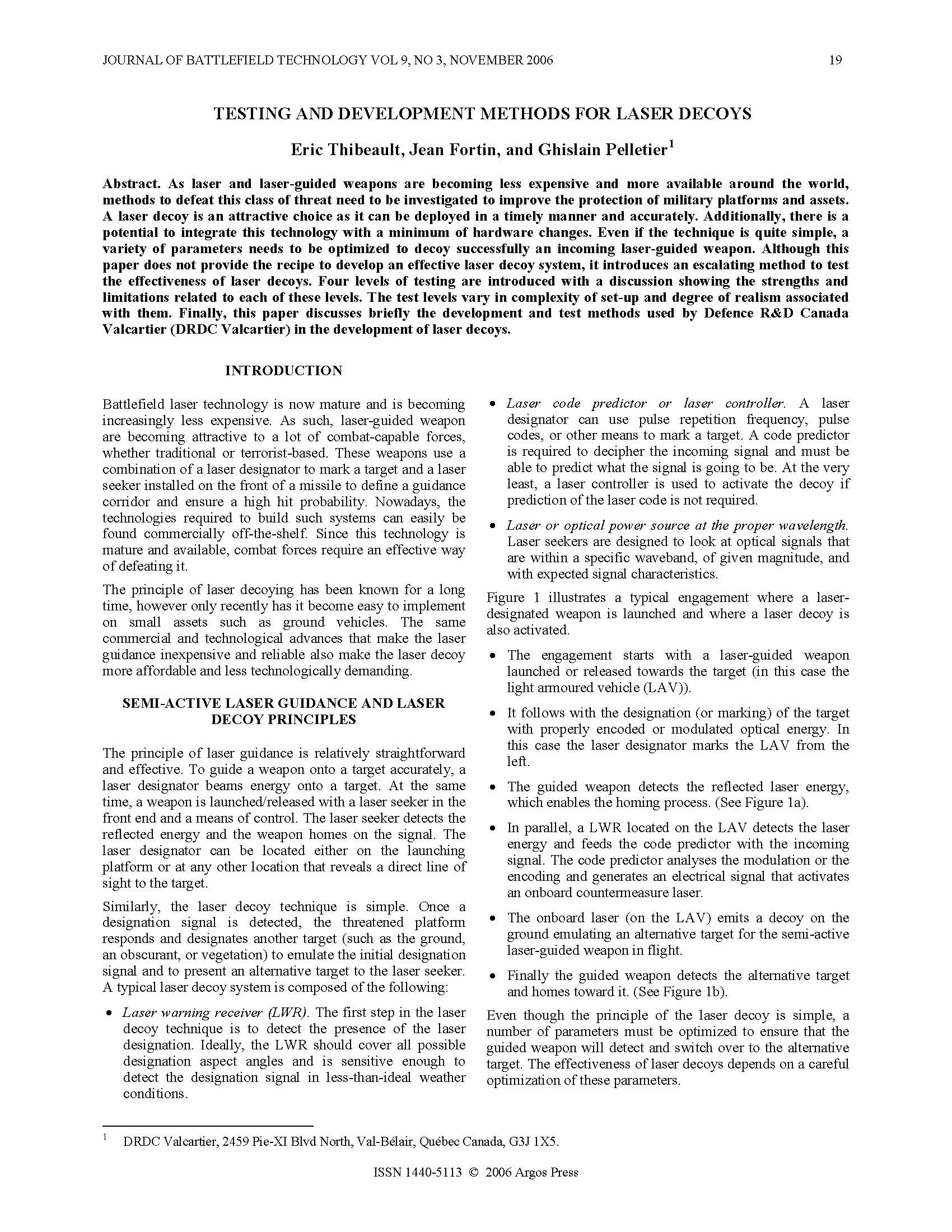 Testing And Development Methods For Laser Decoys