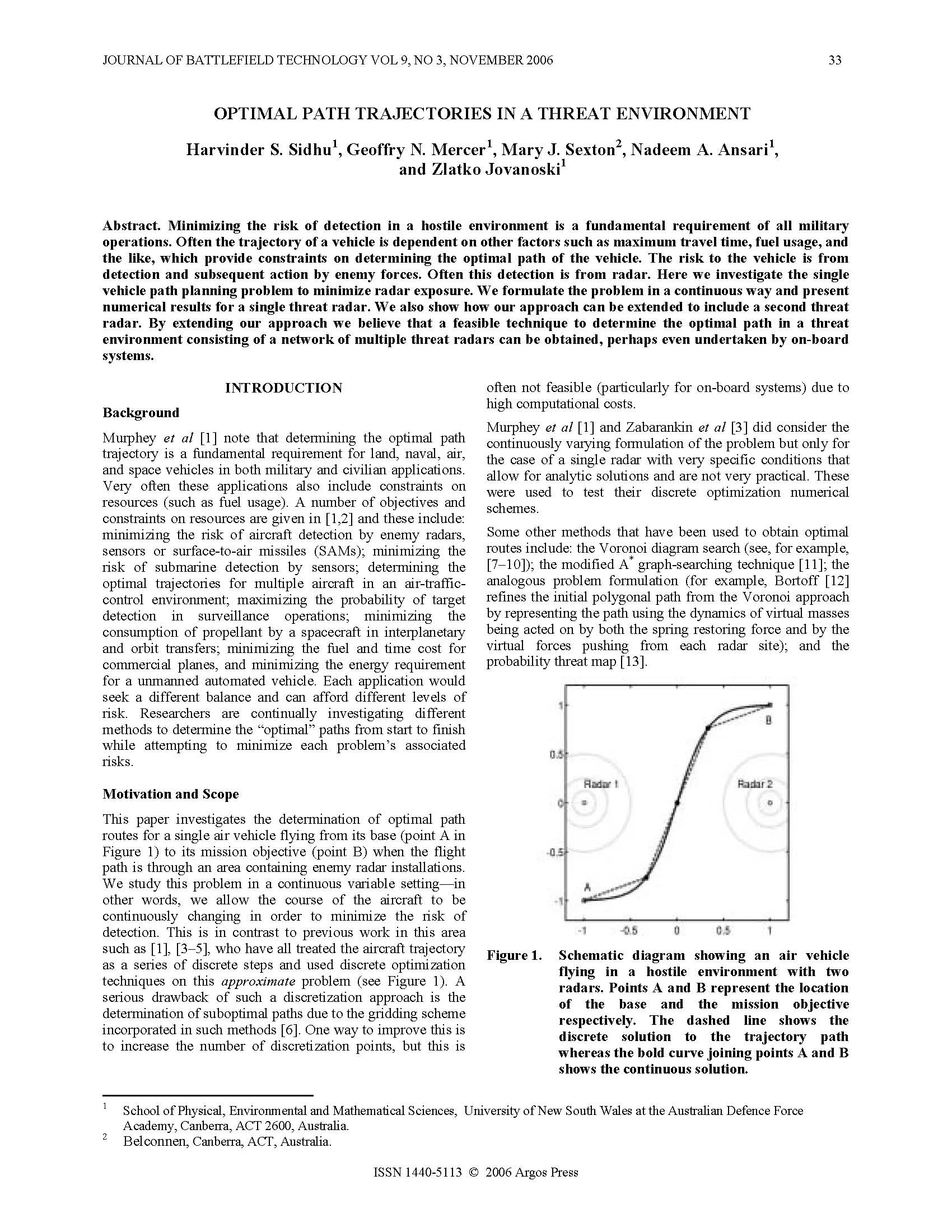 Optimal Path Trajectories in a Threat Environment