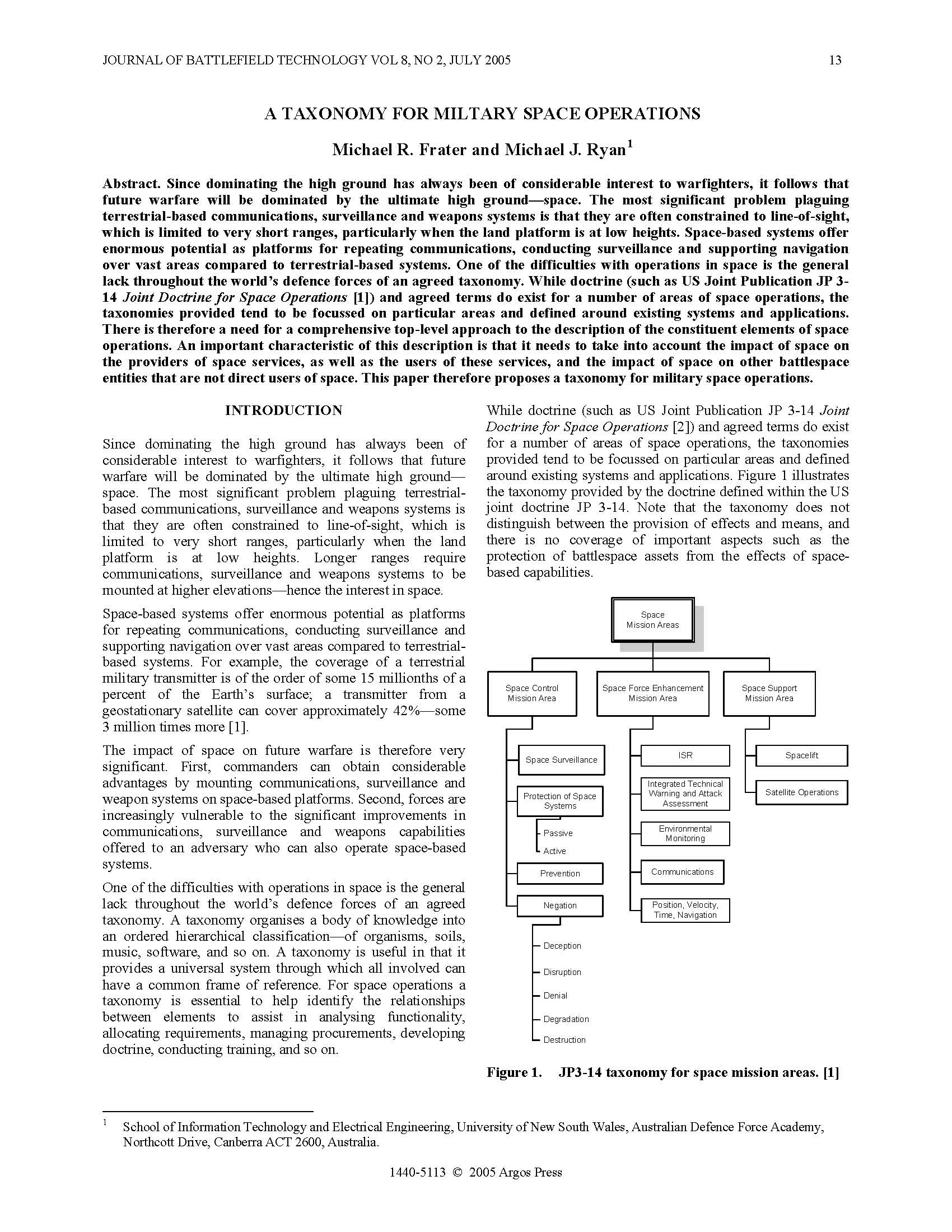 A Taxonomy for Military Space Operations