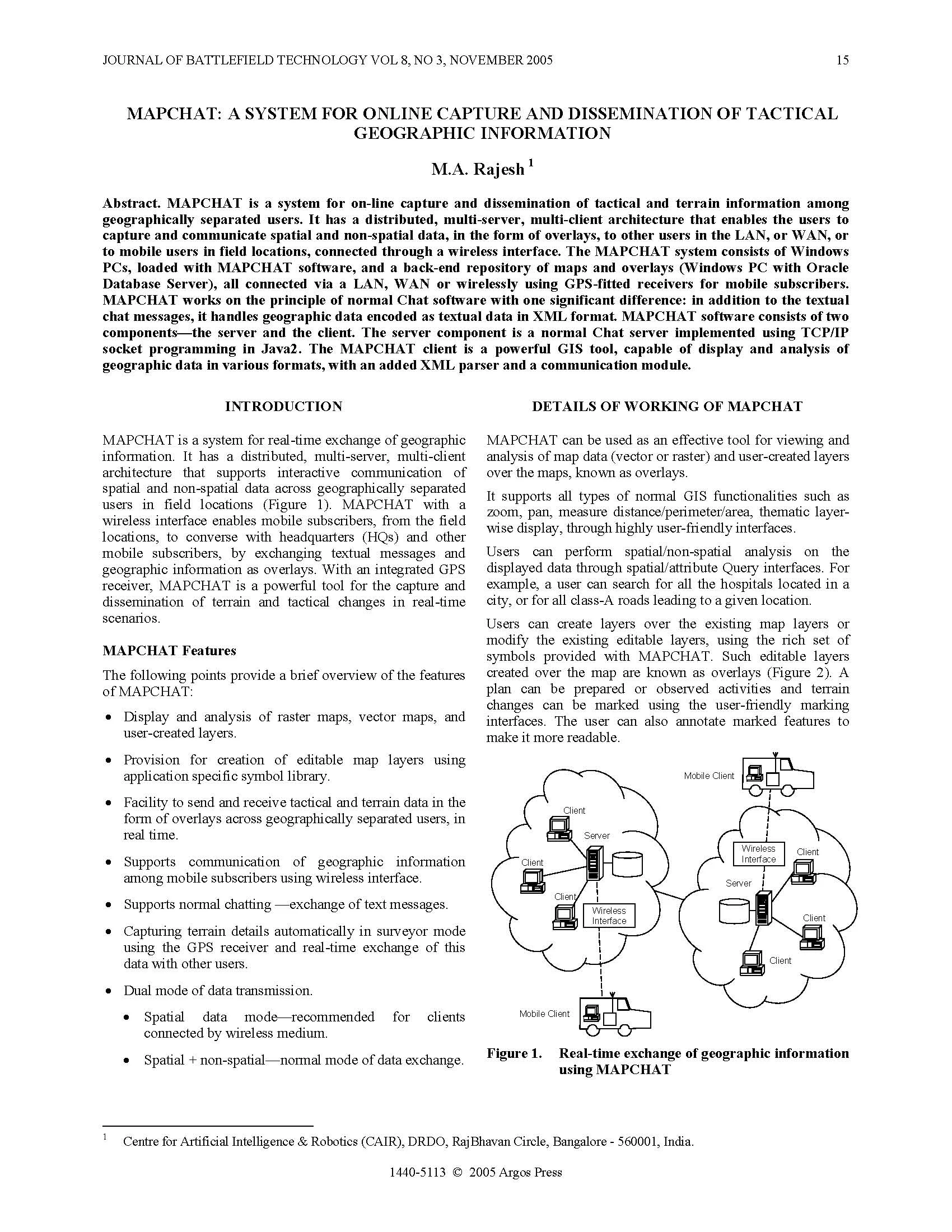 MAPCHAT: A System for Online Capture and Dissemination of Tactical Geographic Information