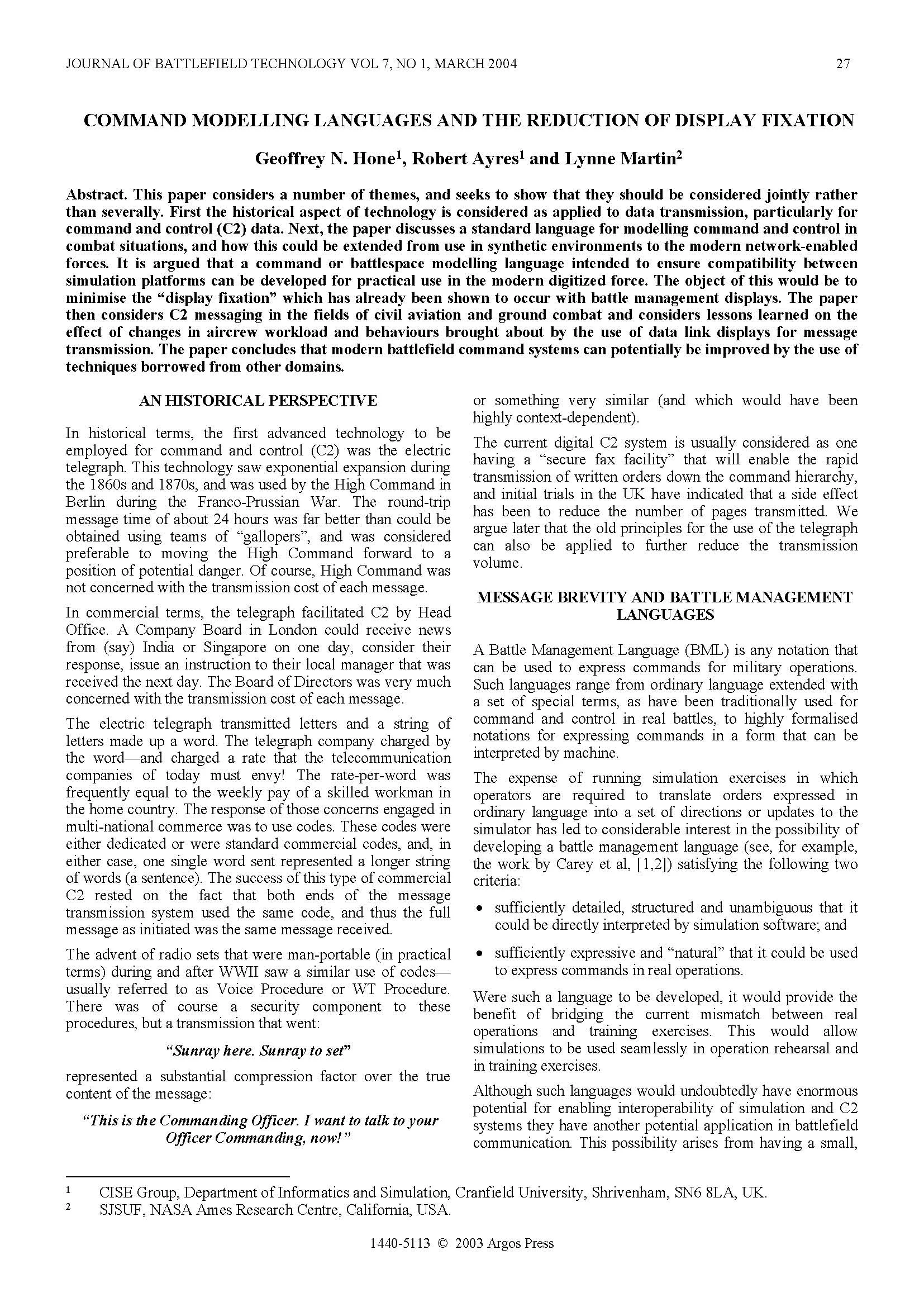Command Modelling Languages and the Reduction of Display Fixation