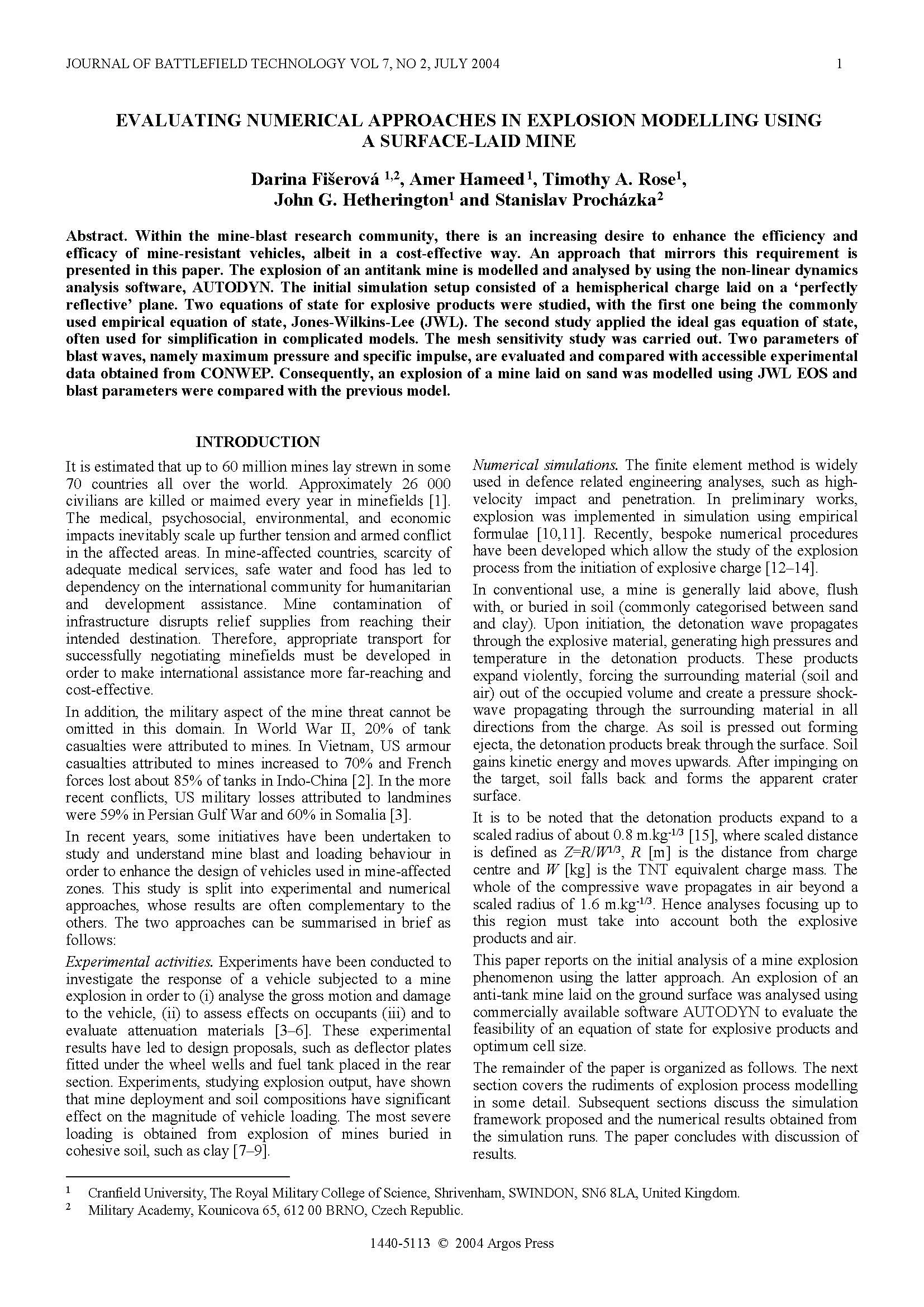 Evaluating Numerical Approaches in Explosion Modelling Using A Surface-laid Mine