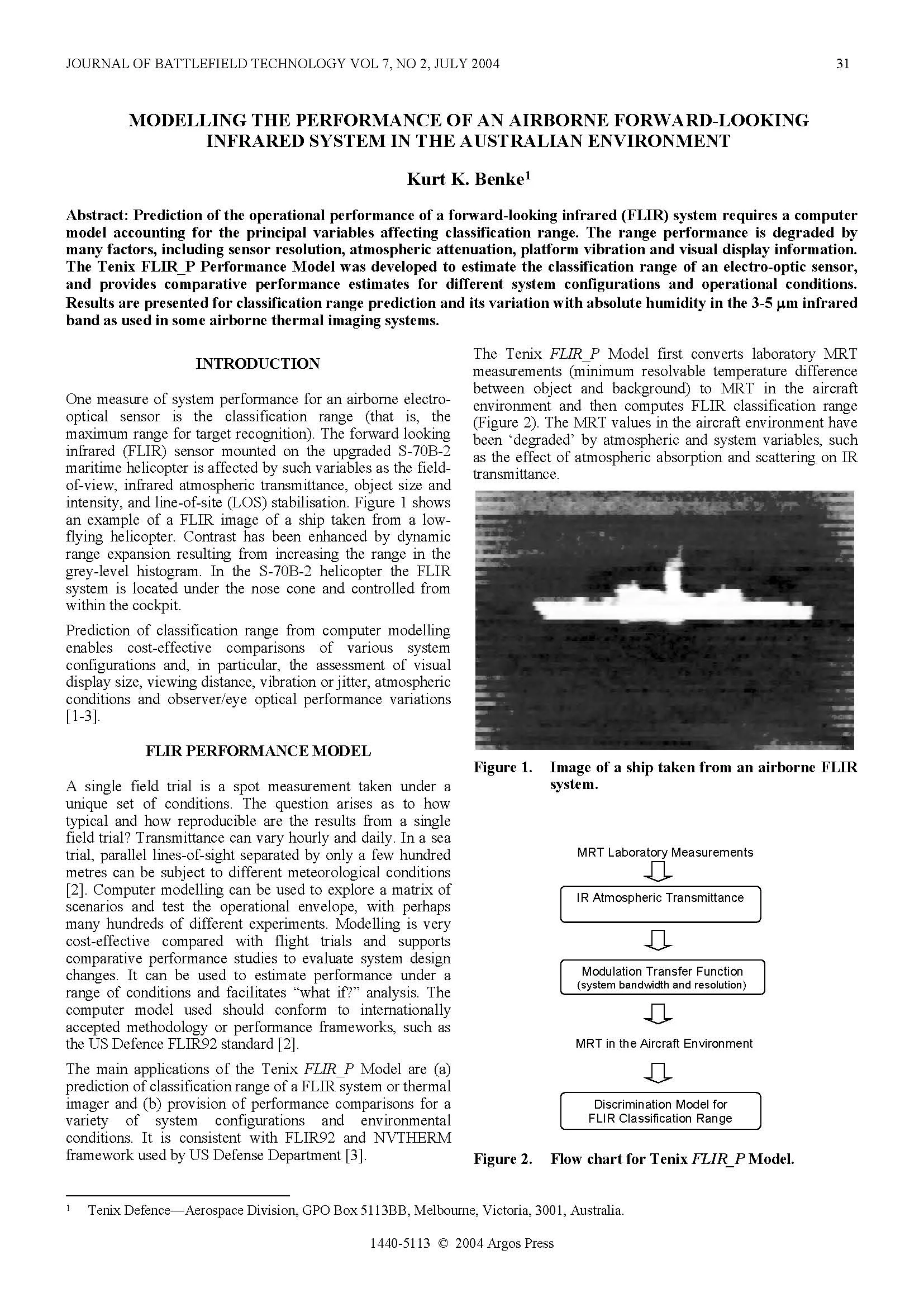 Modelling the Performance of an Airborne Forward-looking Infrared System in the Australian Environment