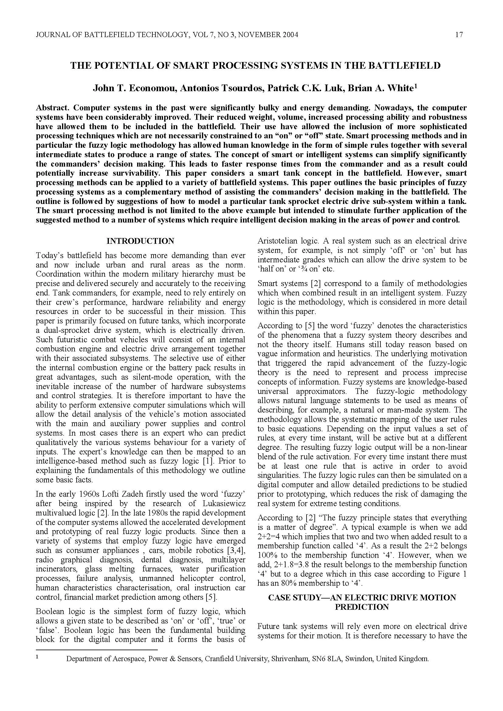 The Potential of Smart Processing Systems in the Battlefield