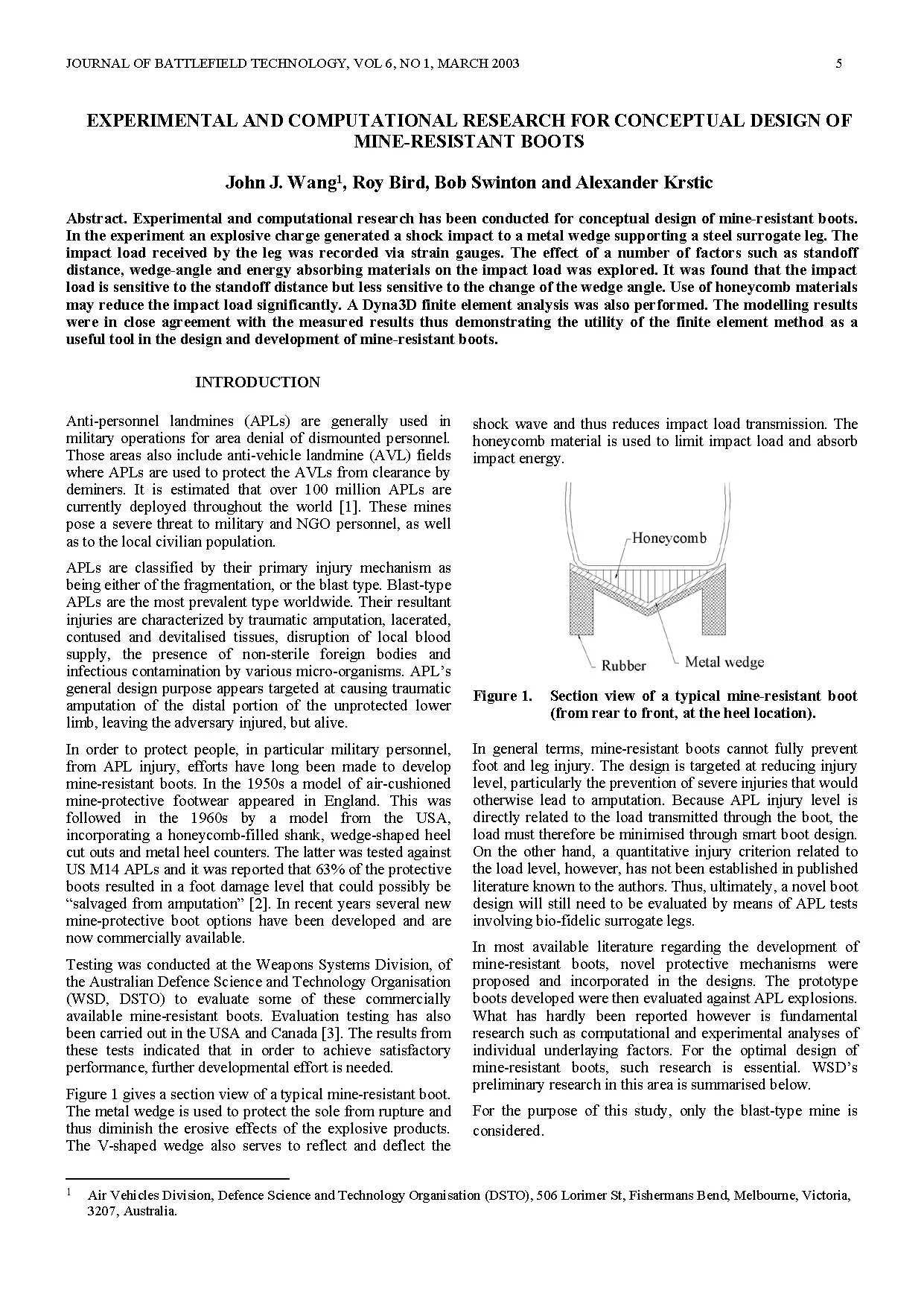 Experimental and Computational Research for Conceptual Design of Mine-Resistant Boots