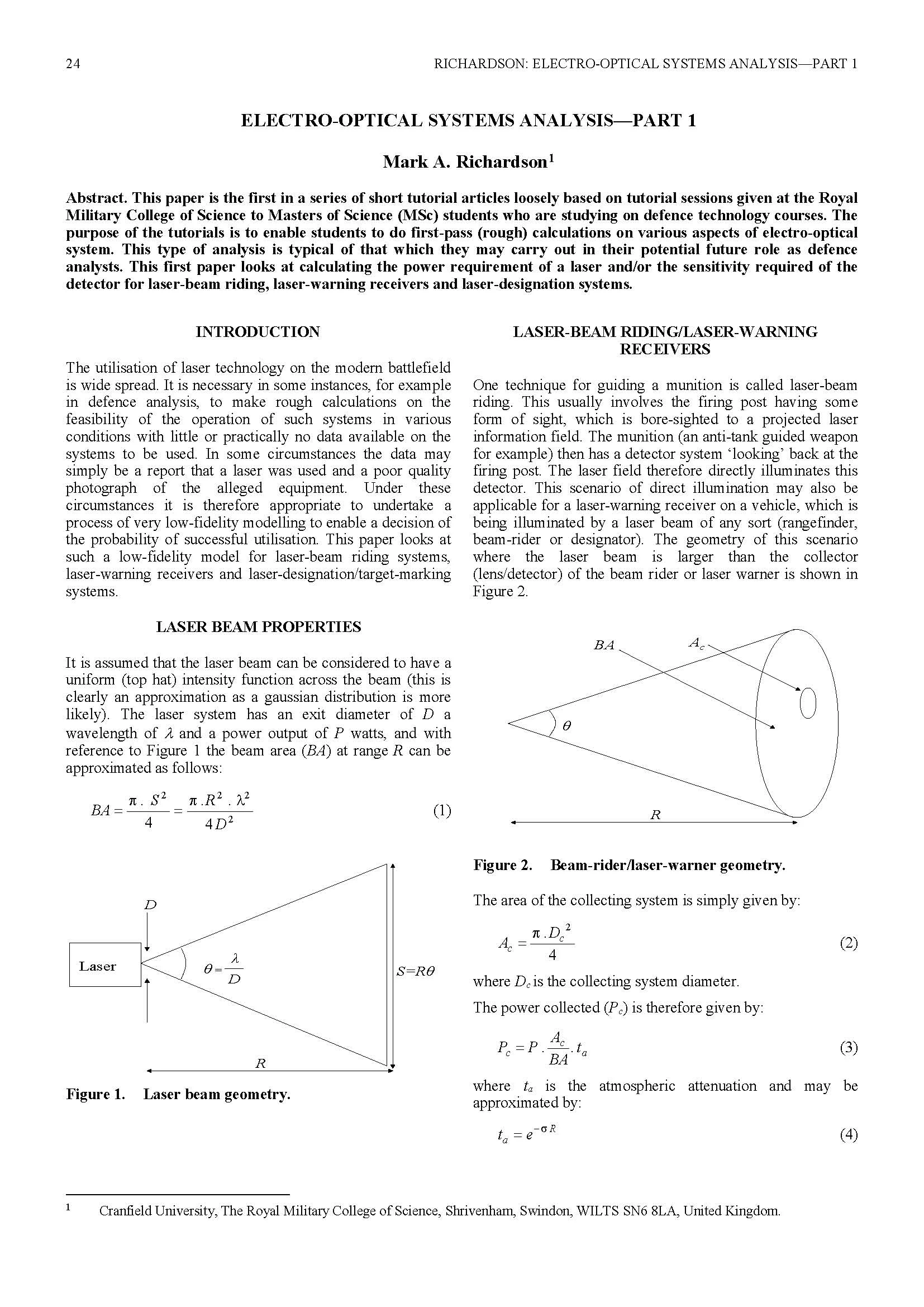 Electro-optical Systems Analysis-Part 1