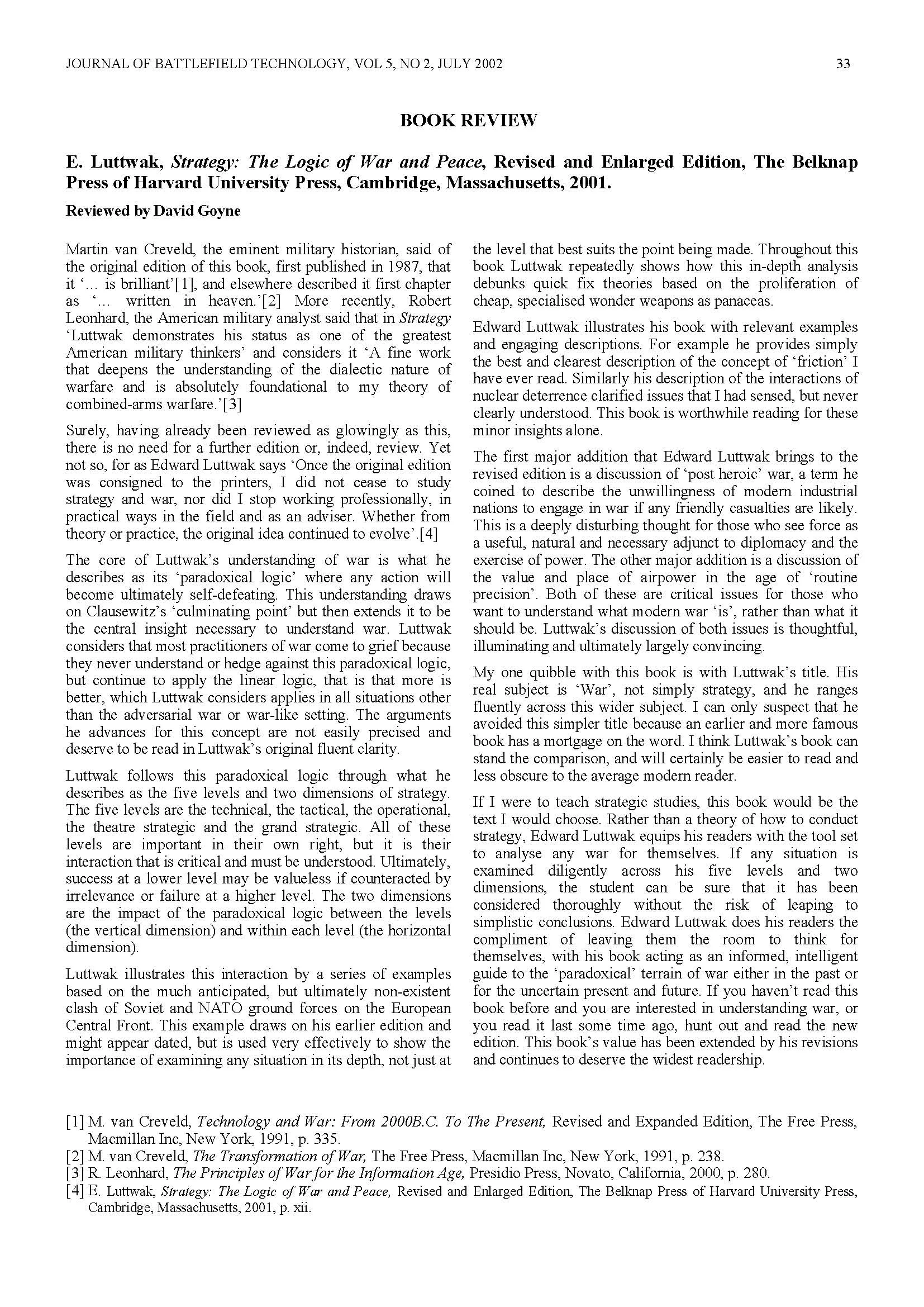 A Review - Strategy: The Logic of War and Peace