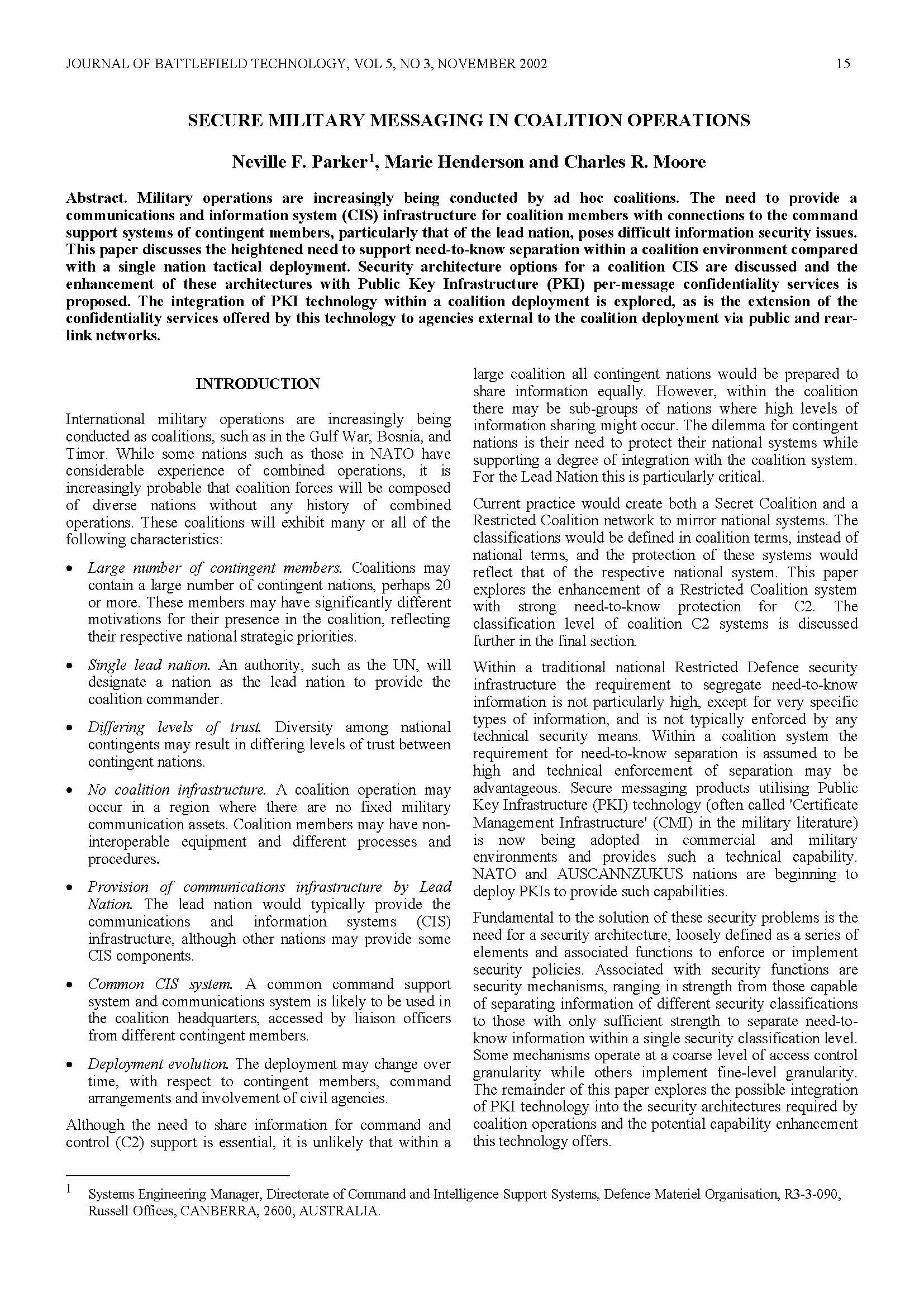 Secure Military Messaging in Coalition Operations