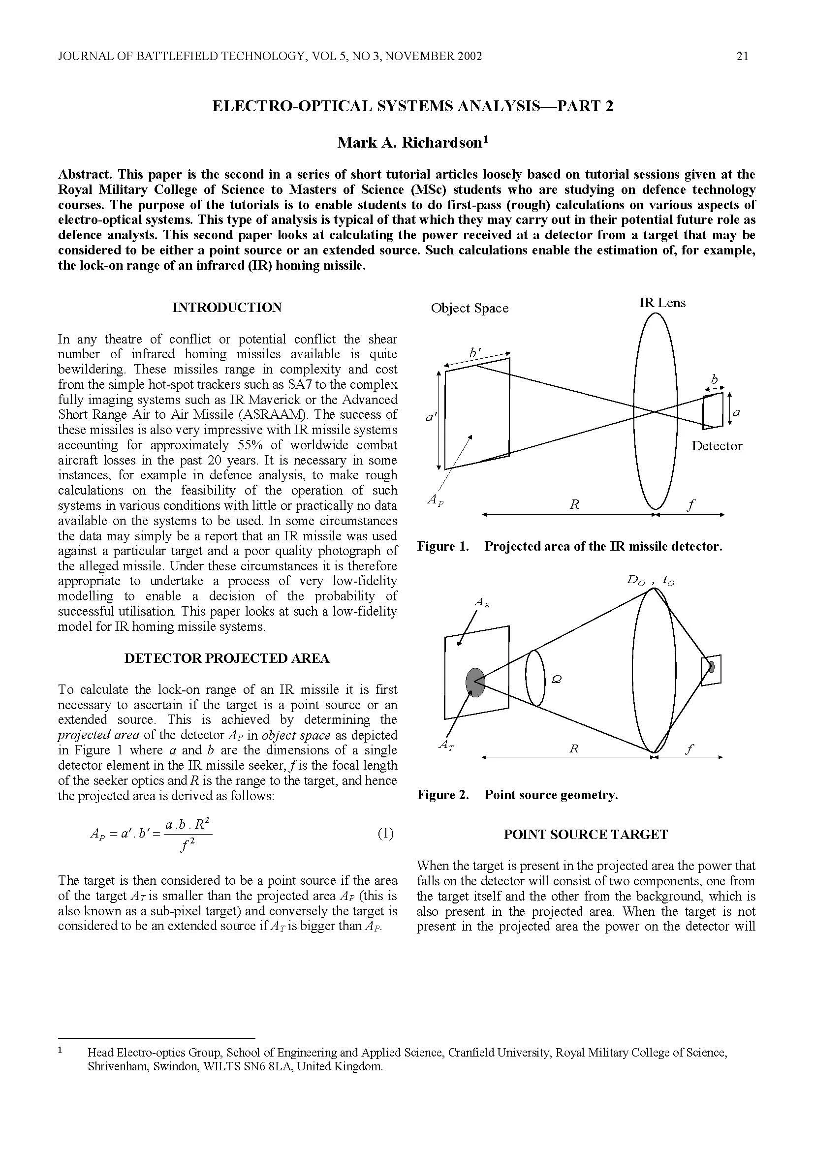 Electro-optical Systems Analysis - Part 2