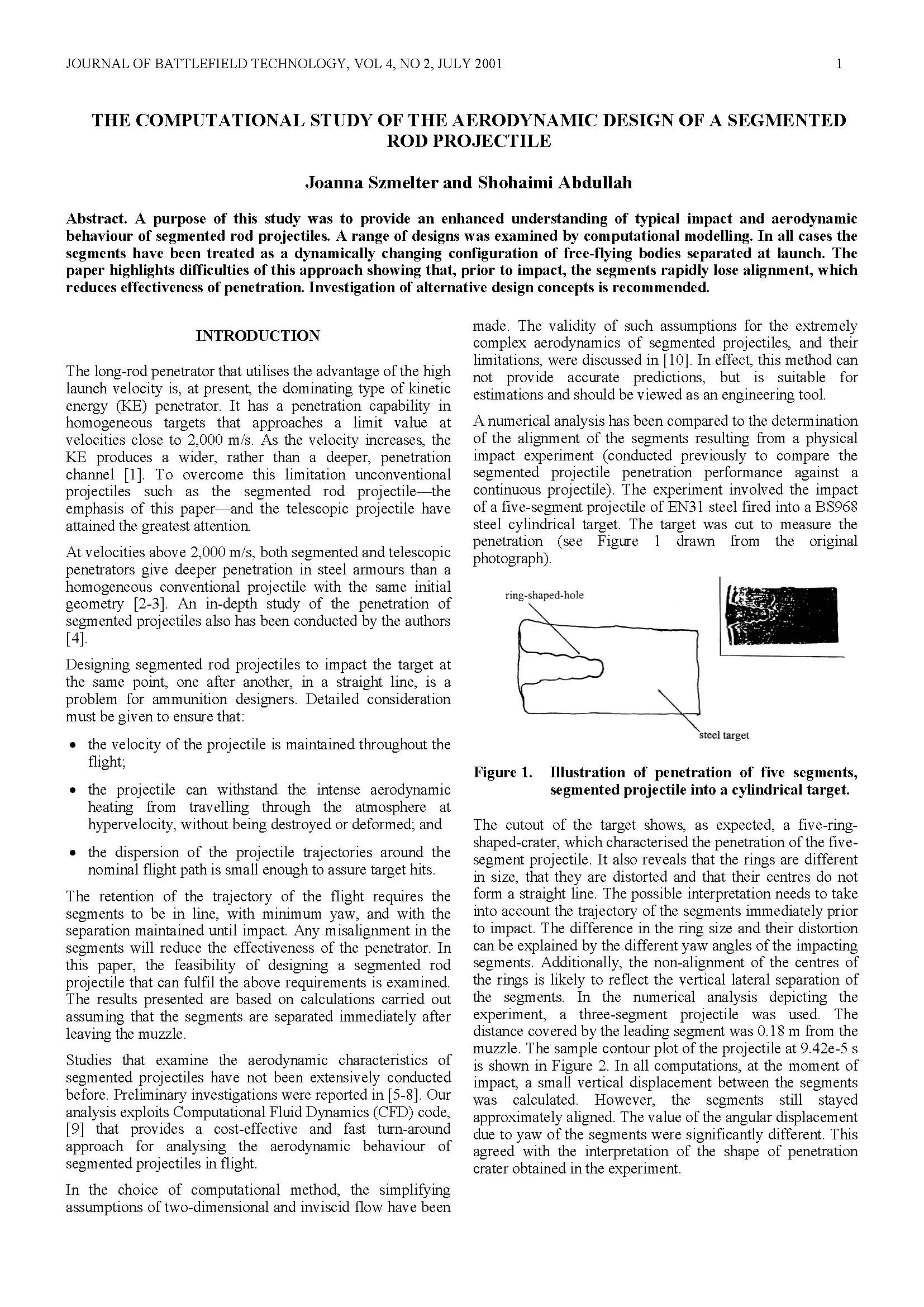 Computational Study of the Aerodynamic Design of a Segmented Rod Projectile