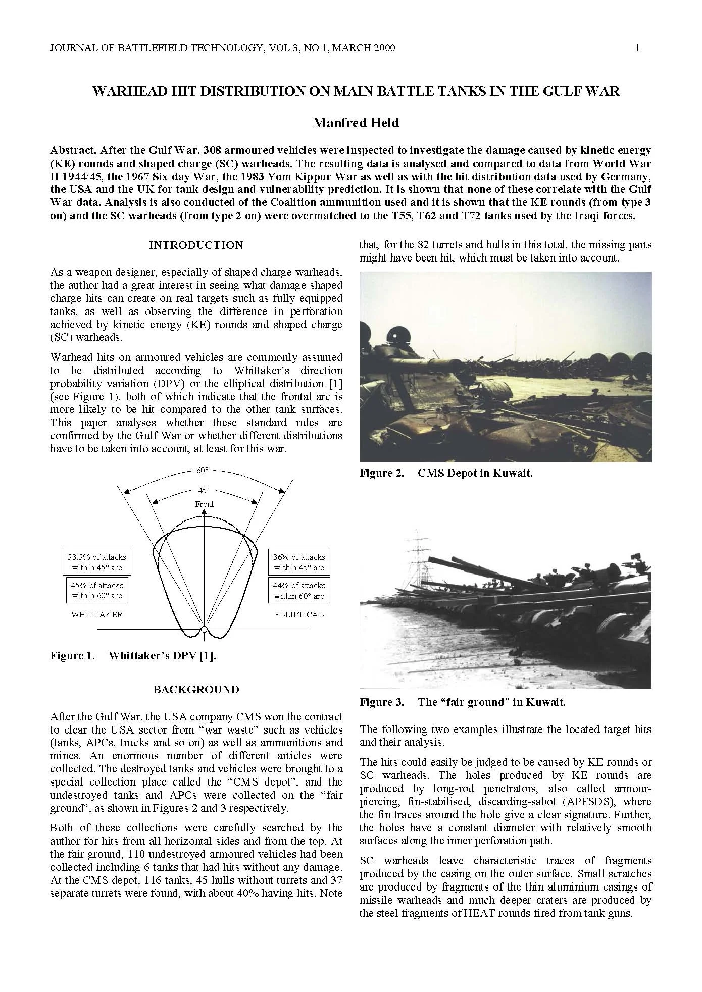 Warhead Hit Distribution on Main Battle Tanks in the Gulf War