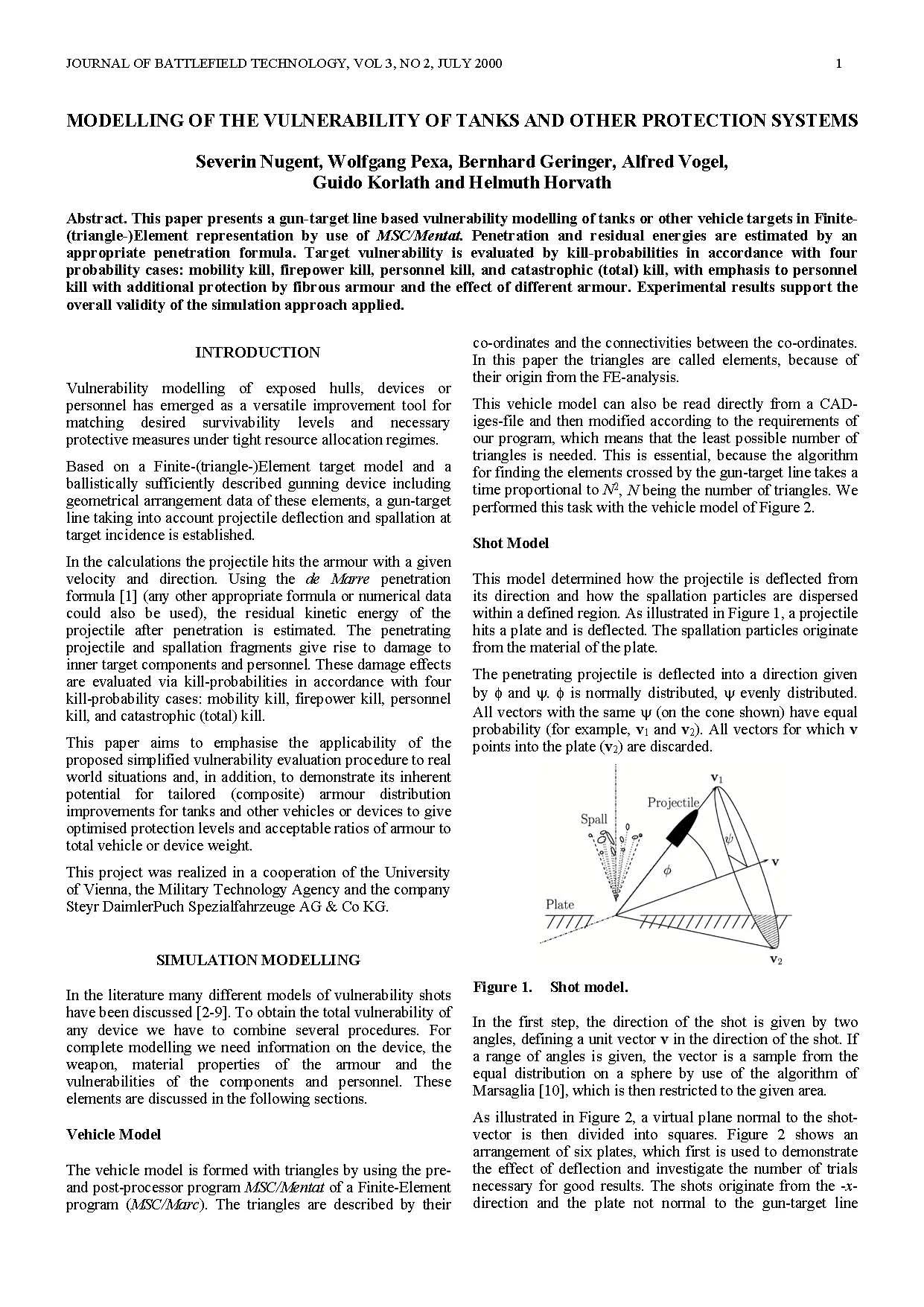 Modelling of the Vulnerability of Tanks and Other Protection Schemes