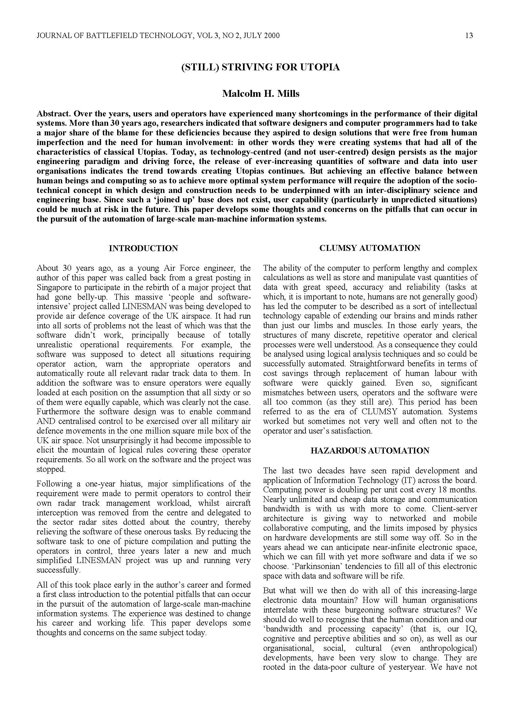 (Still) Striving for Utopia