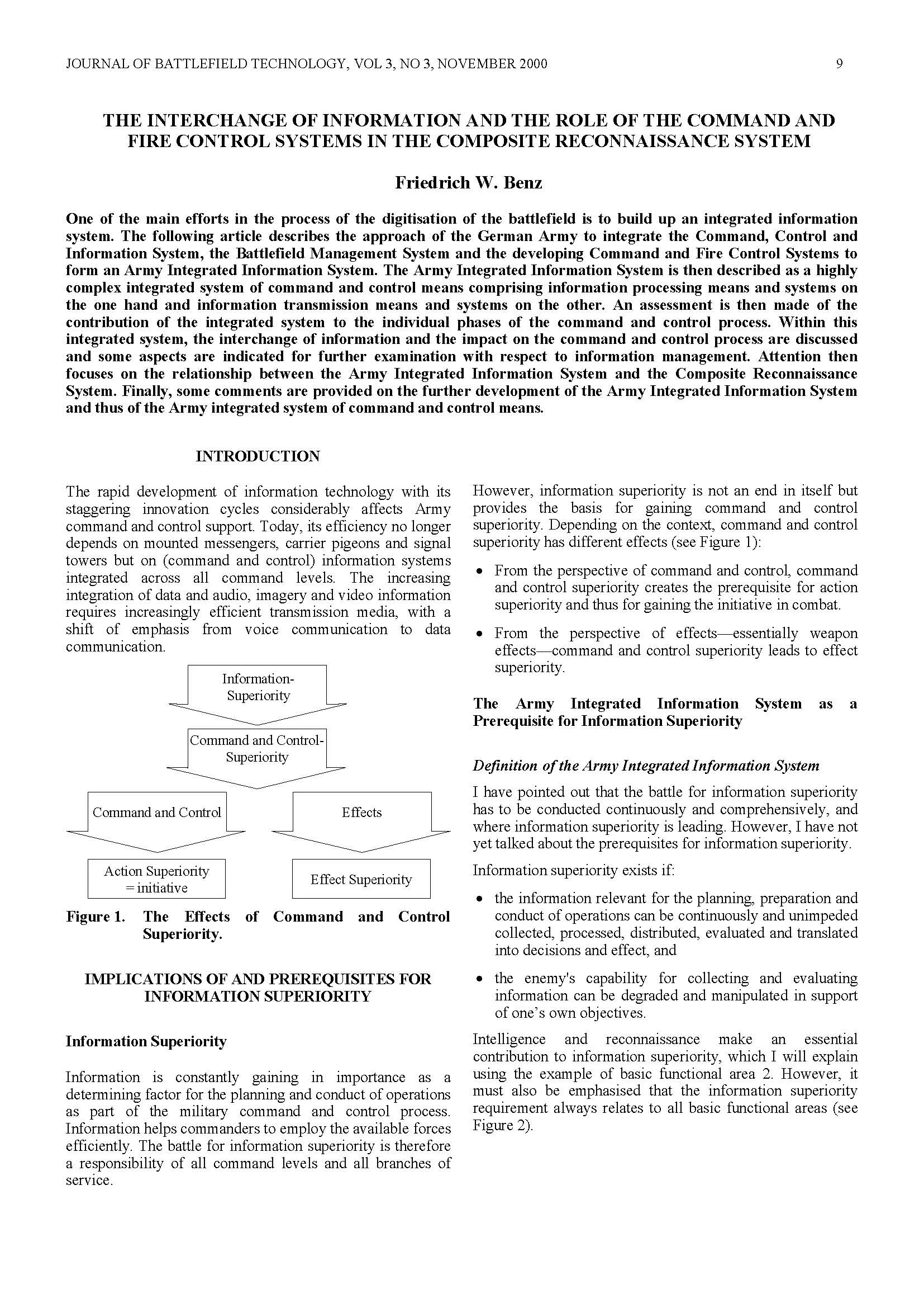 The Interchange of Information and the Role of the Command and Fire Control Systems in the Composite Reconnaissance System