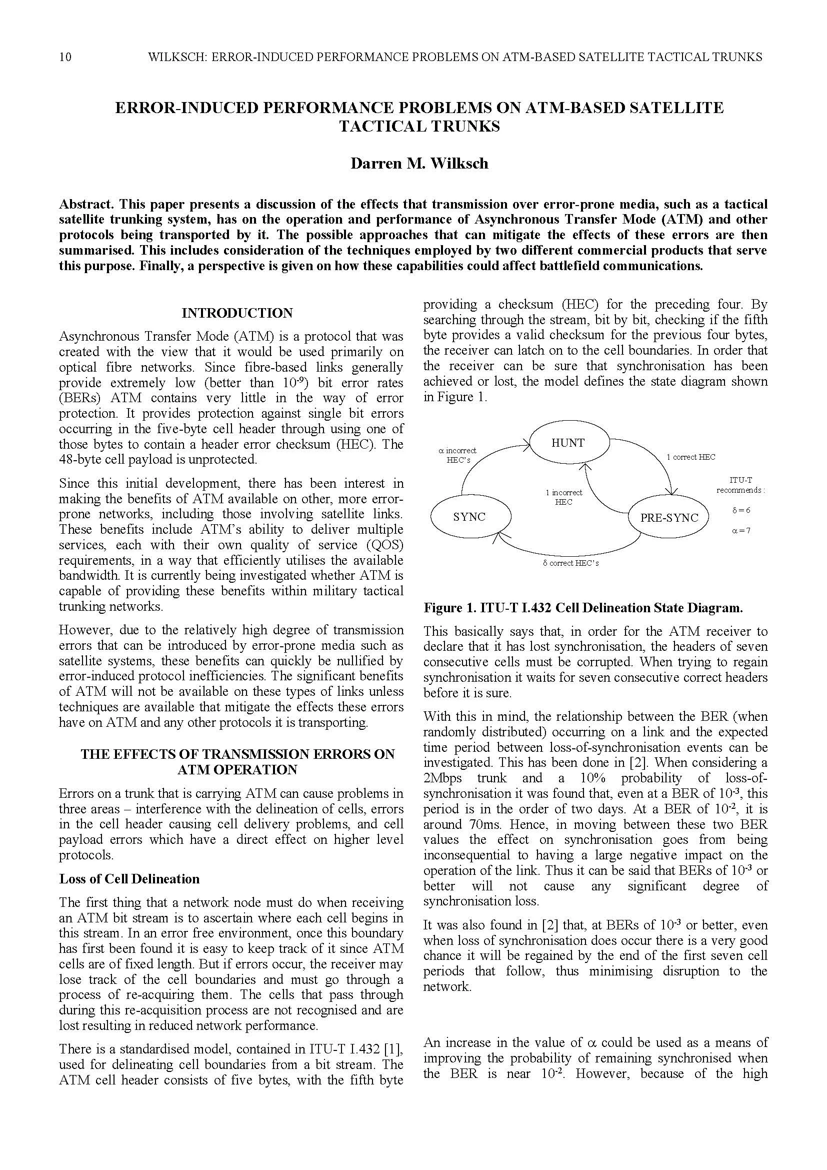 Error-induced Performance Problems on ATM-based Satellite Tactical Trunks