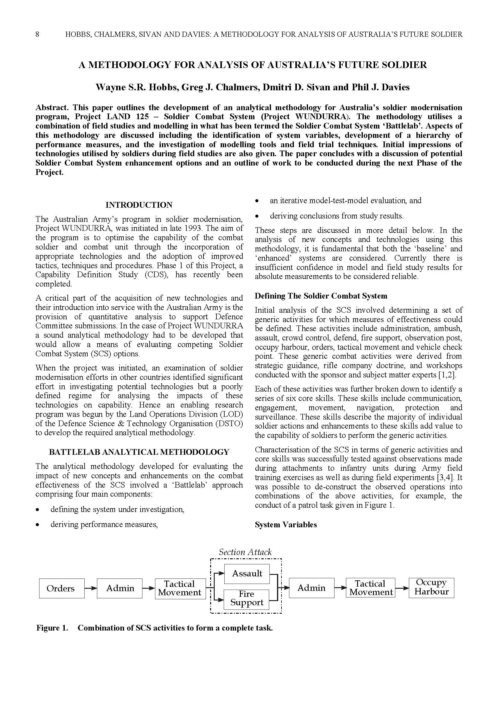 A Methodology for Analysis of Australia's Future Soldier