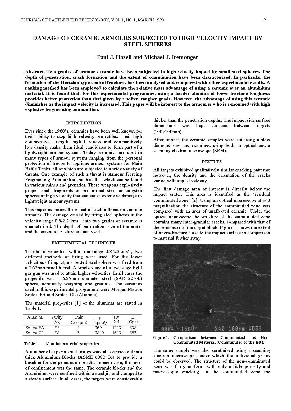 Damage of Ceramic Armours Subjected to High Velocity Impact by Steel Spheres