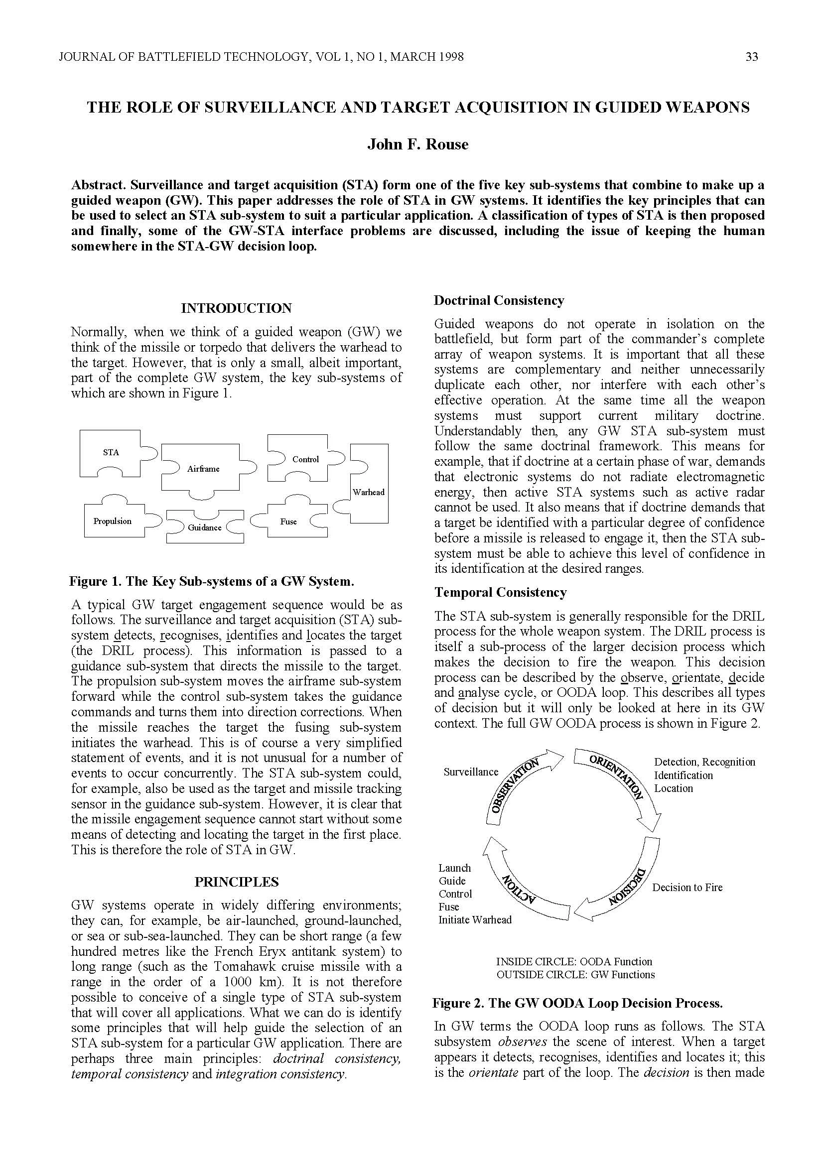 Role of Surveillance and Target Acquisition in Guided Weapons